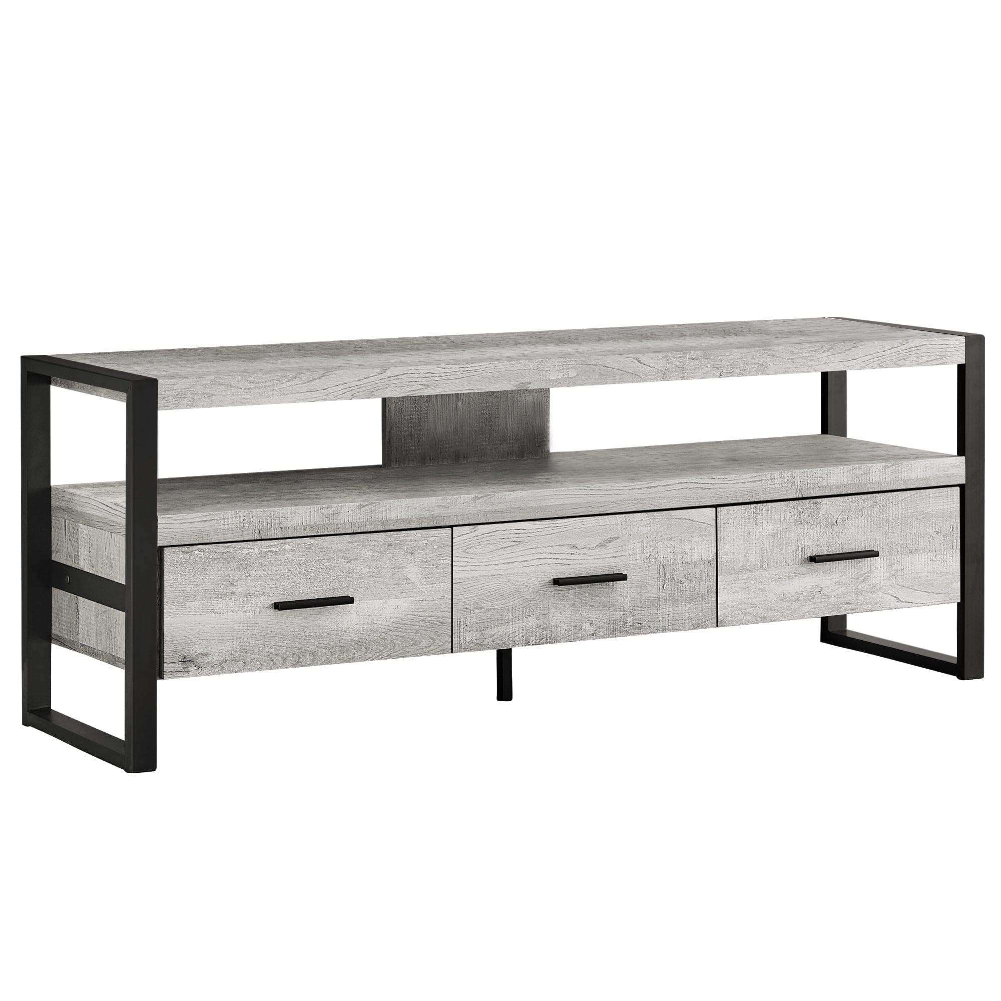 59" Black and Gray Cabinet Enclosed Storage TV Stand