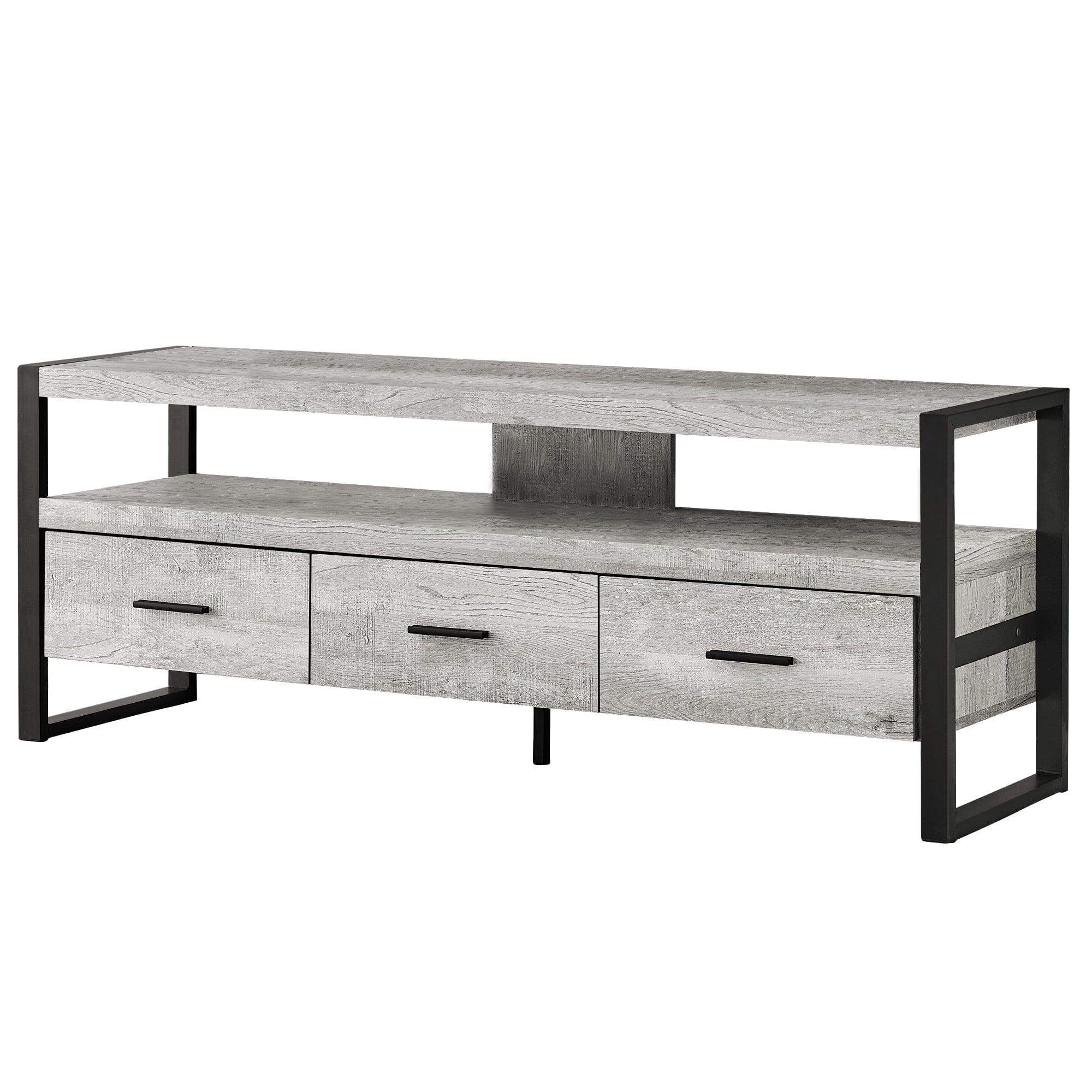 59" Black and Gray Cabinet Enclosed Storage TV Stand - Image 3