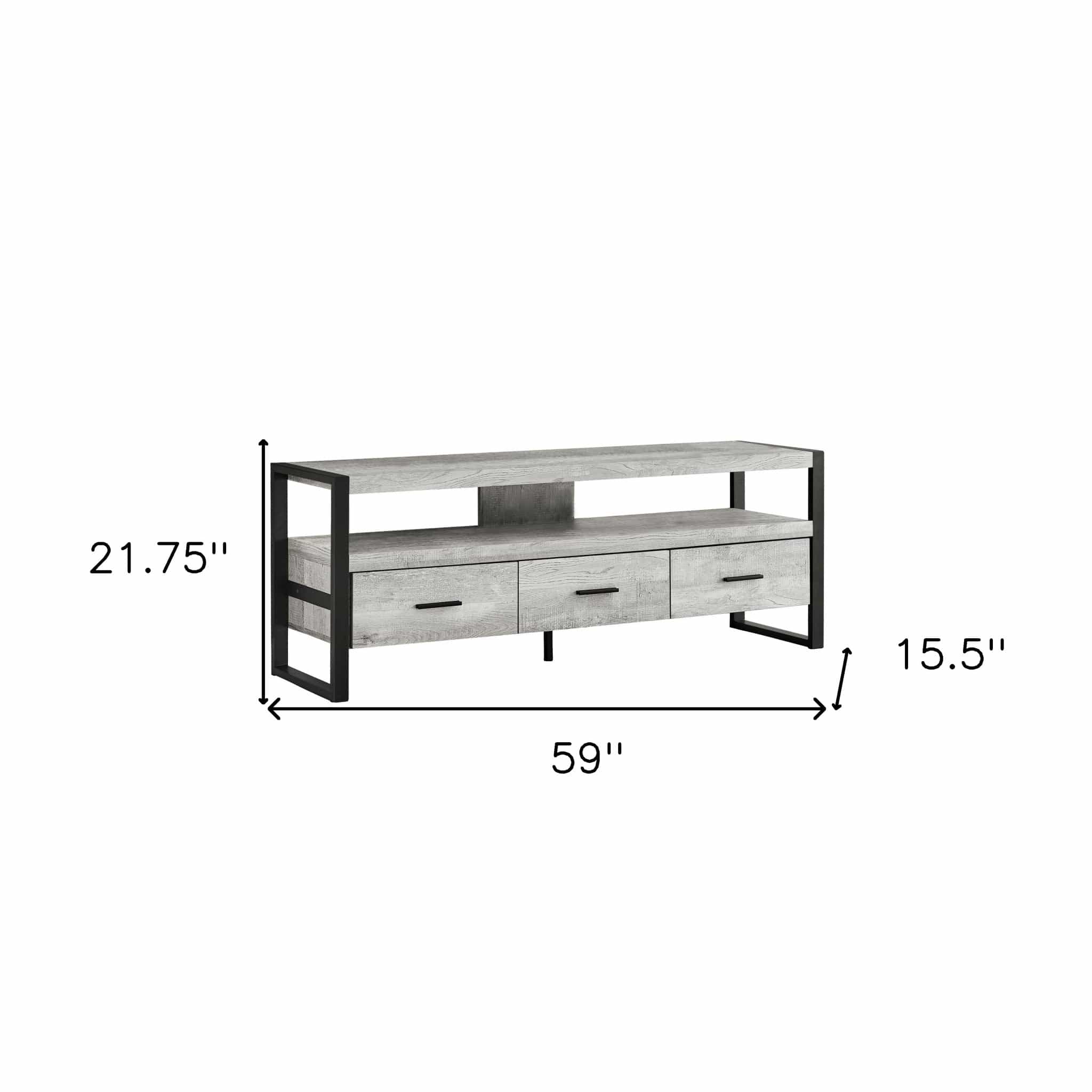 59" Black and Gray Cabinet Enclosed Storage TV Stand - Image 7