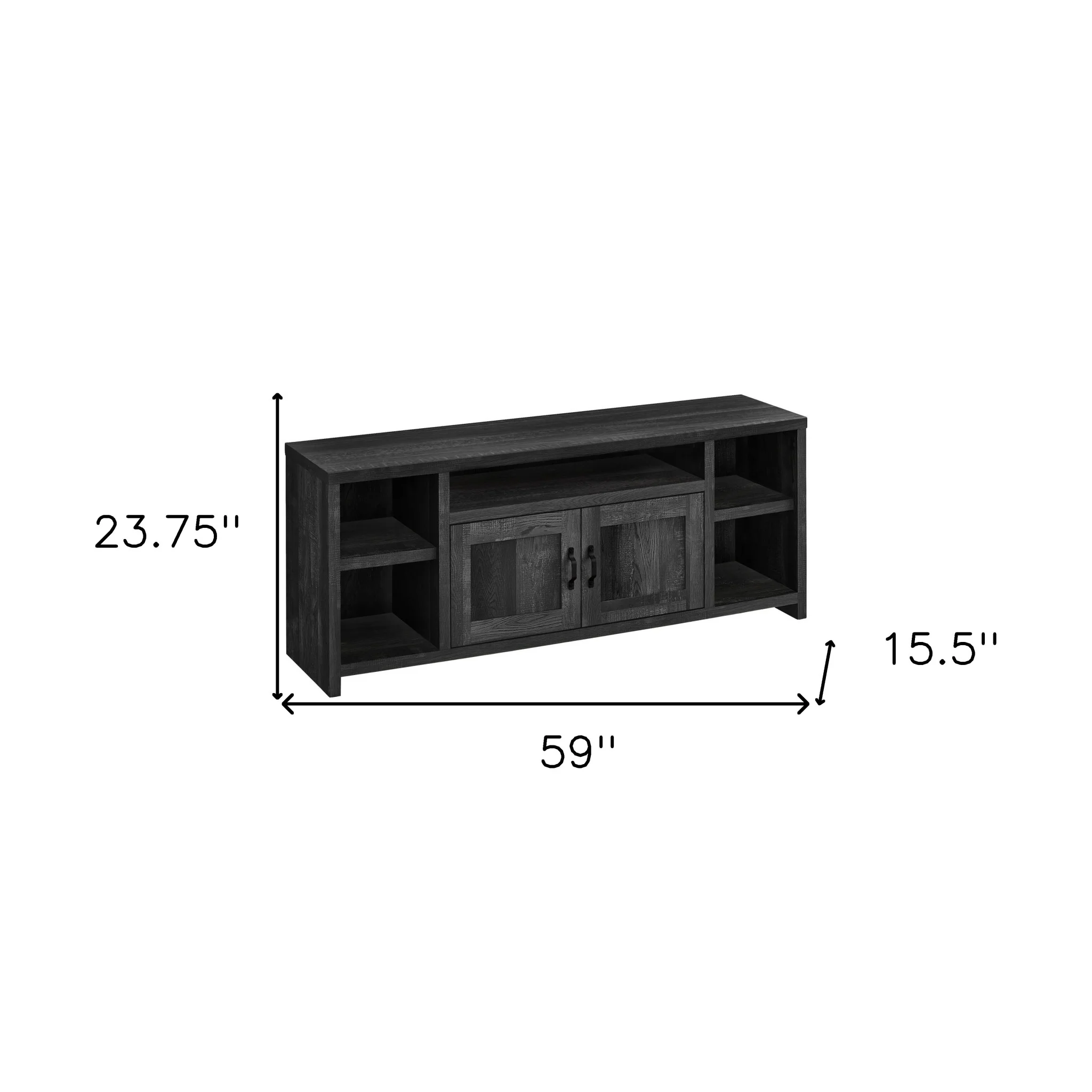59" Black Cabinet Enclosed Storage TV Stand - Image 3