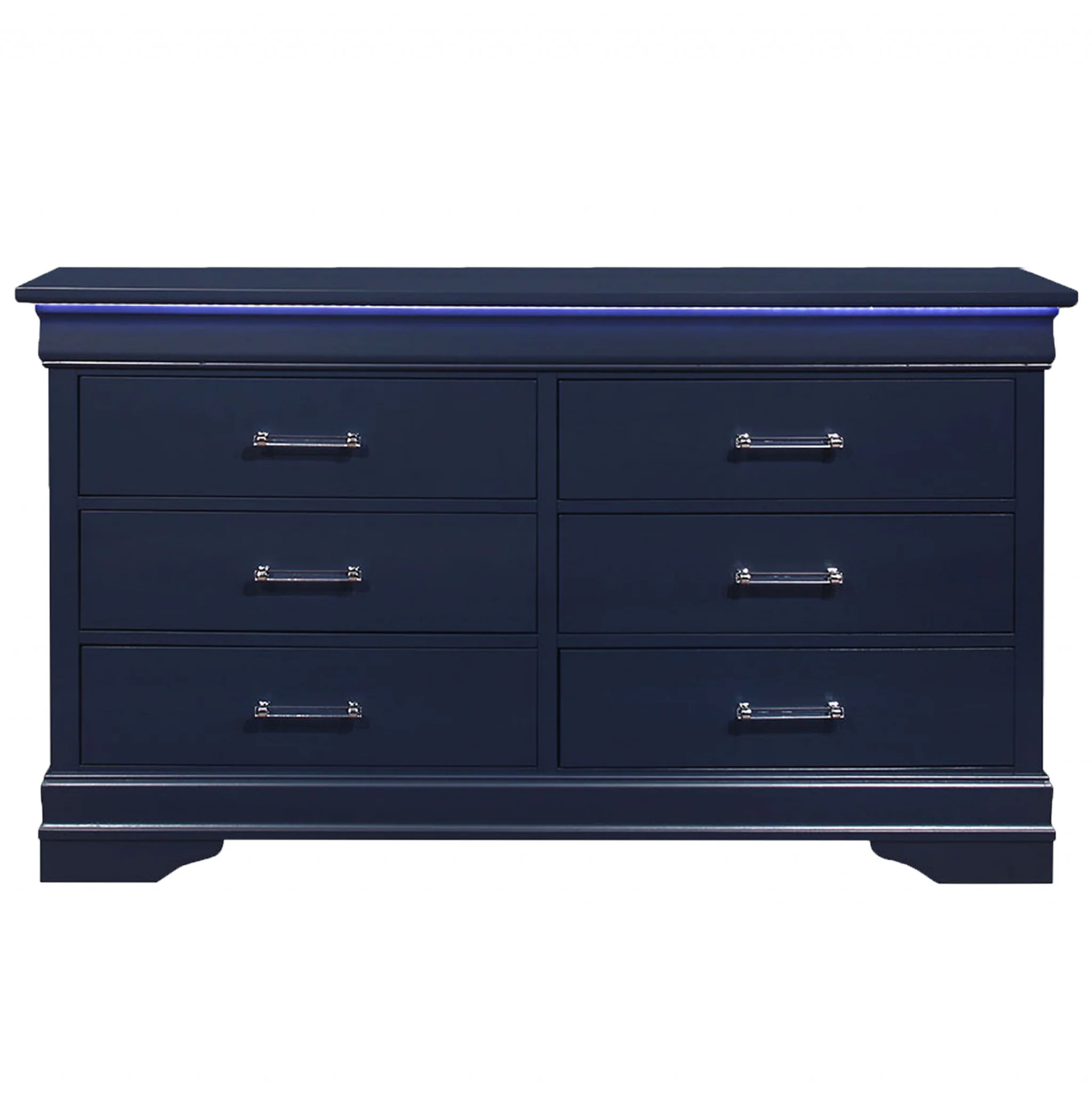 59" Blue Solid Wood Six Drawer Double Dresser - Image 2
