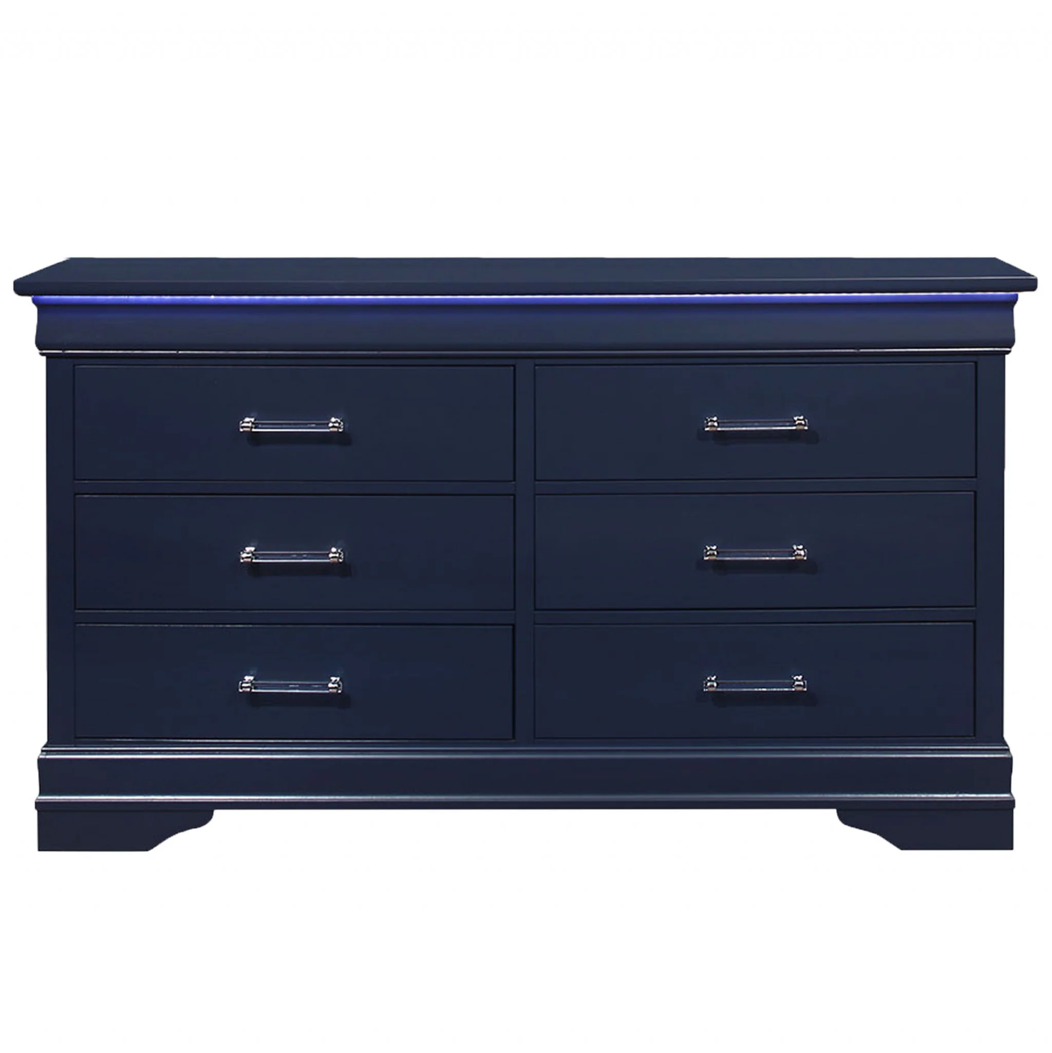 59" Blue Solid Wood Six Drawer Double Dresser - Image 3
