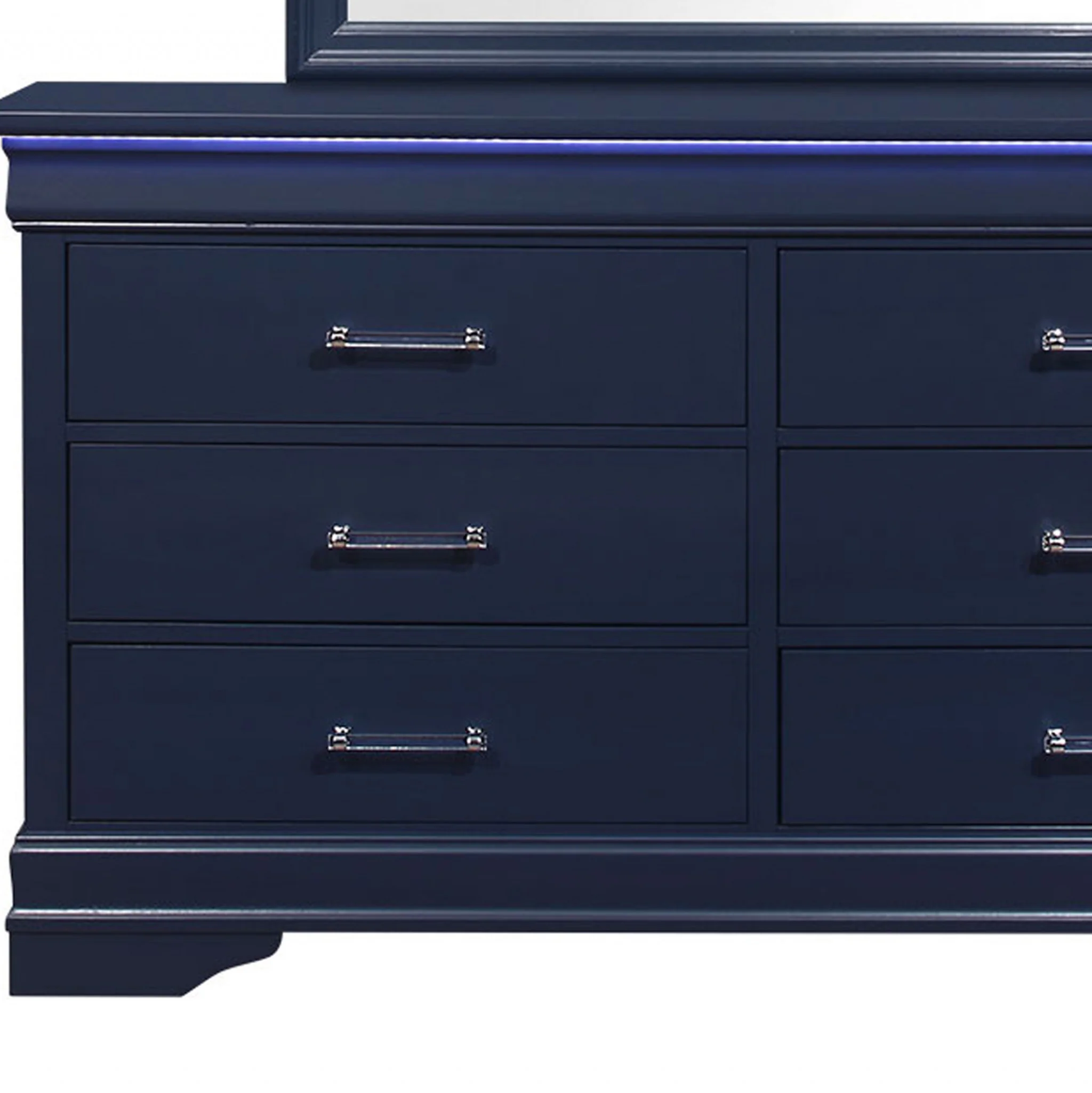 59" Blue Solid Wood Six Drawer Double Dresser - Image 4