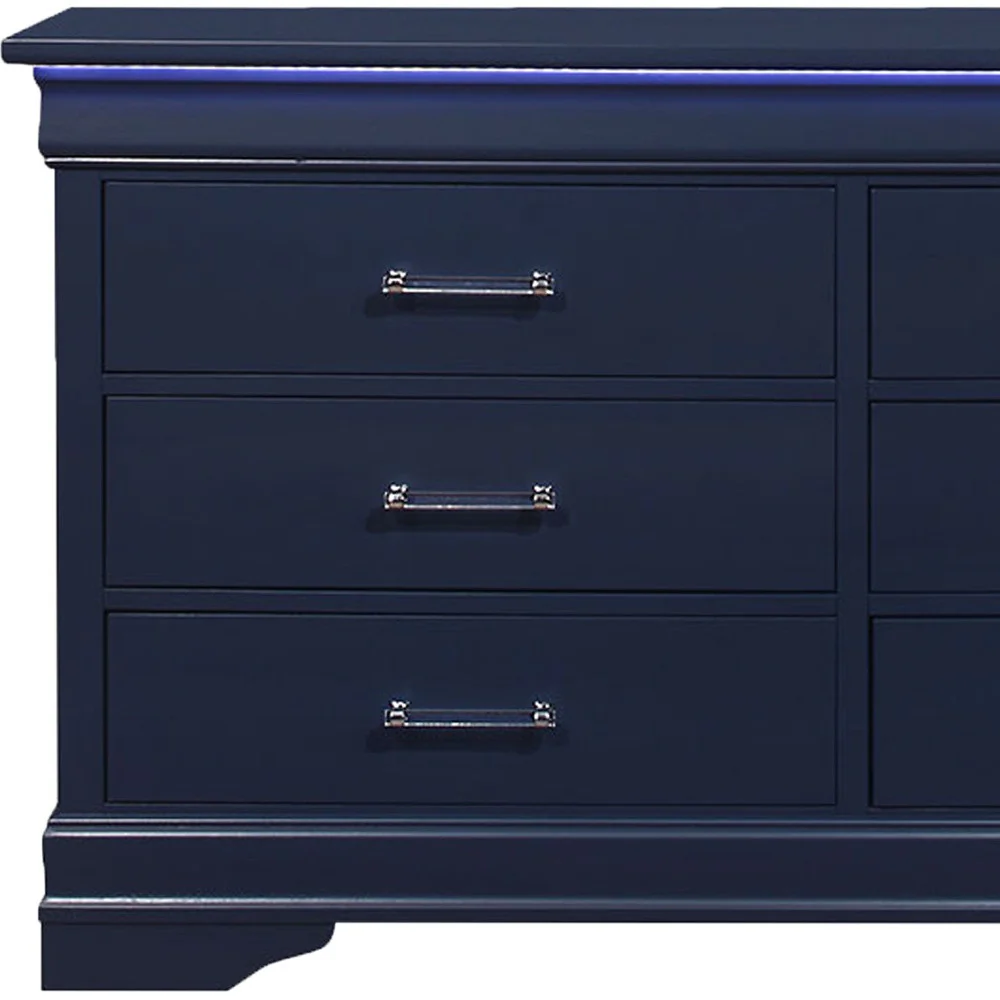 59" Blue Solid Wood Six Drawer Double Dresser - Image 5