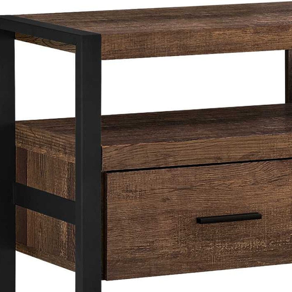 59" Brown and Black Cabinet Enclosed Storage TV Stand - Image 3