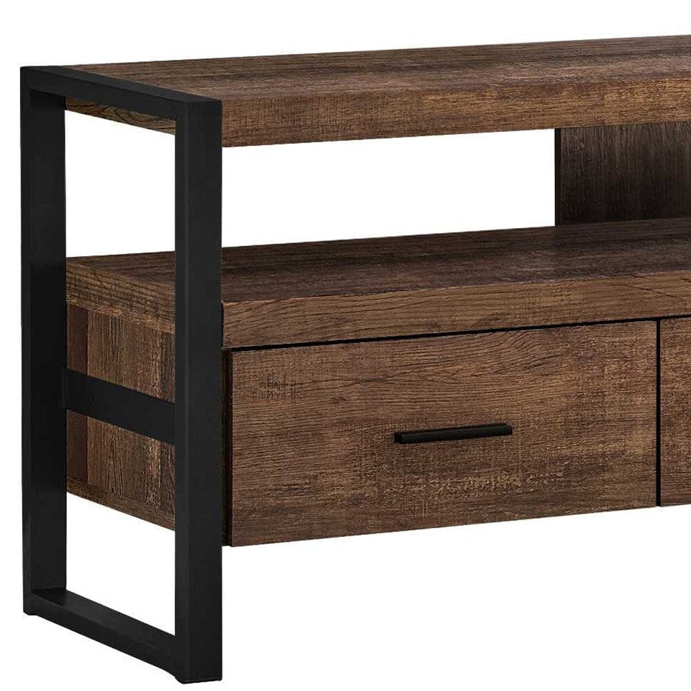 59" Brown and Black Cabinet Enclosed Storage TV Stand - Image 4