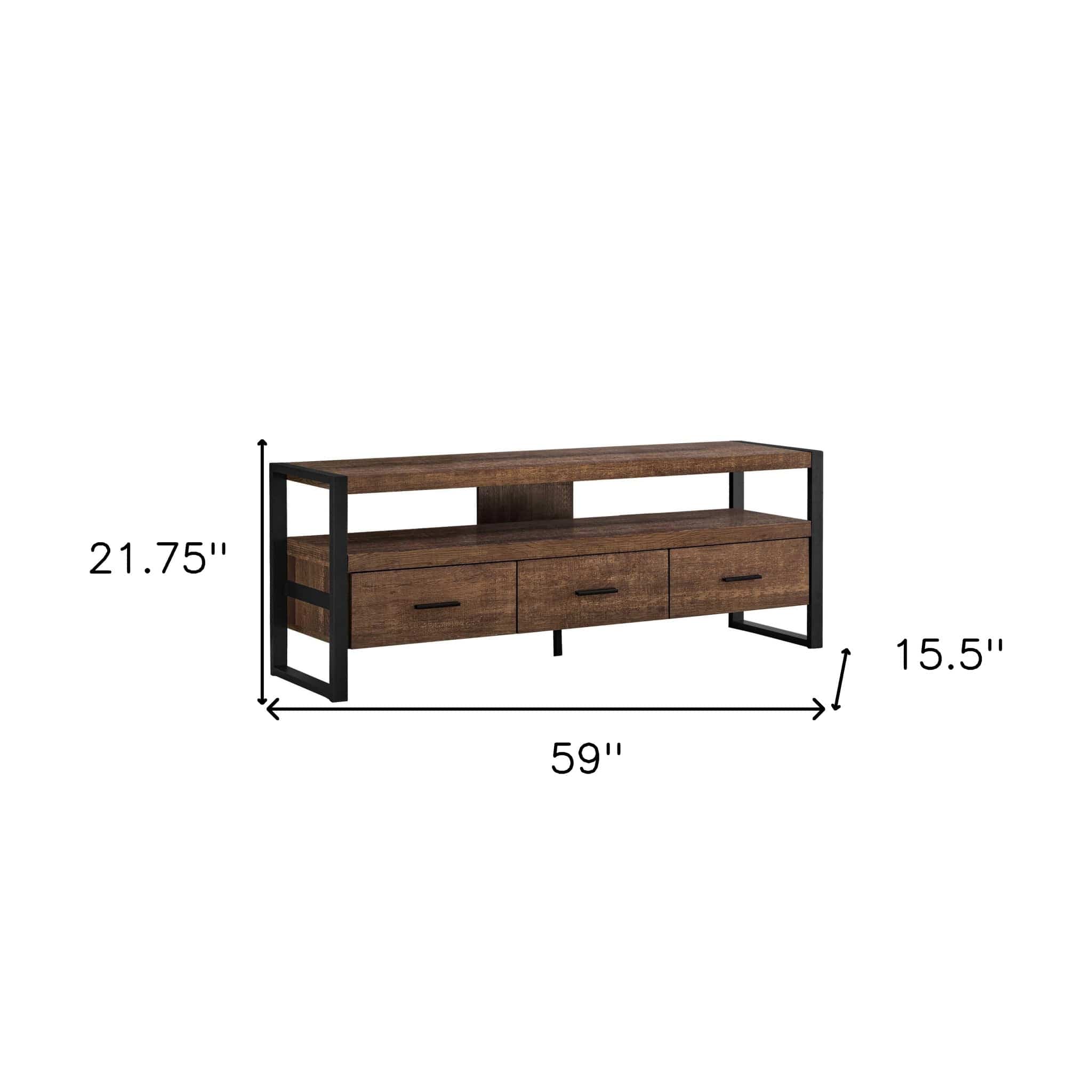 59" Brown and Black Cabinet Enclosed Storage TV Stand - Image 7