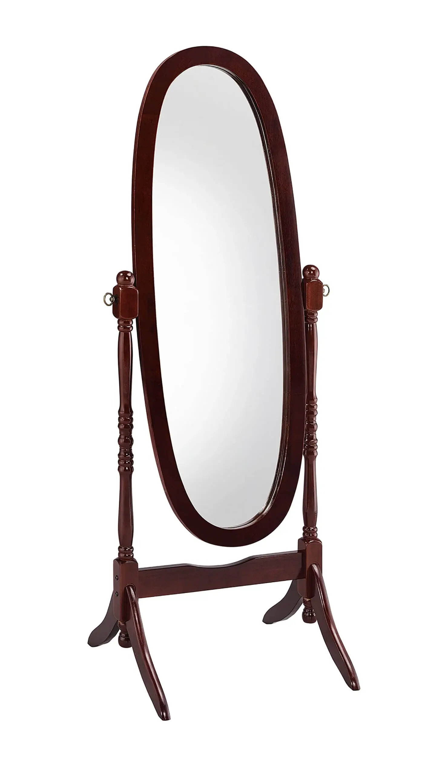 59" Brown Cherry Oval Framed Cheval Standing Mirror - Image 2