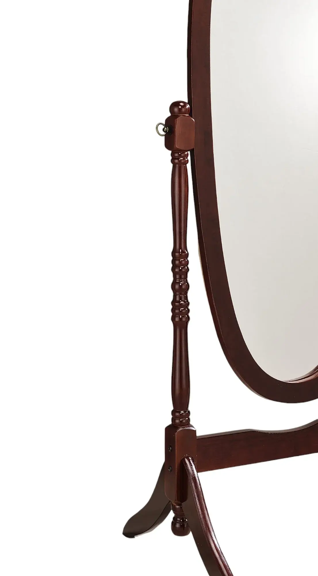 59" Brown Cherry Oval Framed Cheval Standing Mirror - Image 3