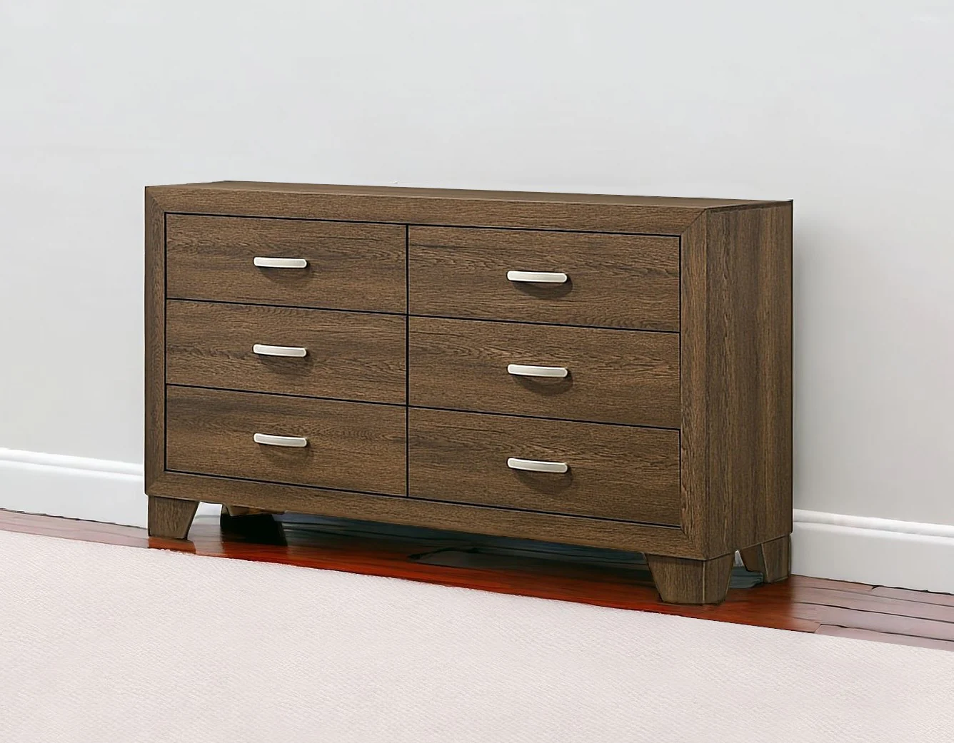 59" Brown Solid and Manufactured Wood Six Drawer Double Dresser - Image 2