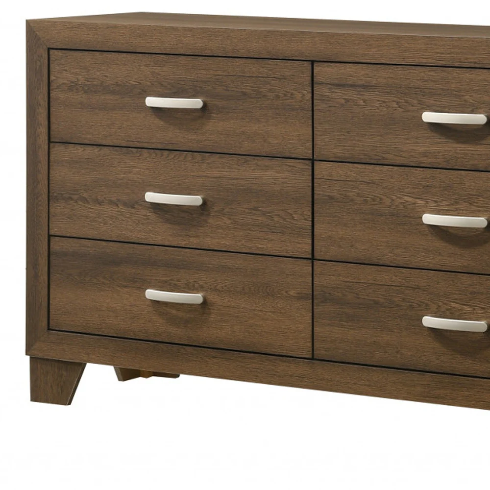 59" Brown Solid and Manufactured Wood Six Drawer Double Dresser - Image 5