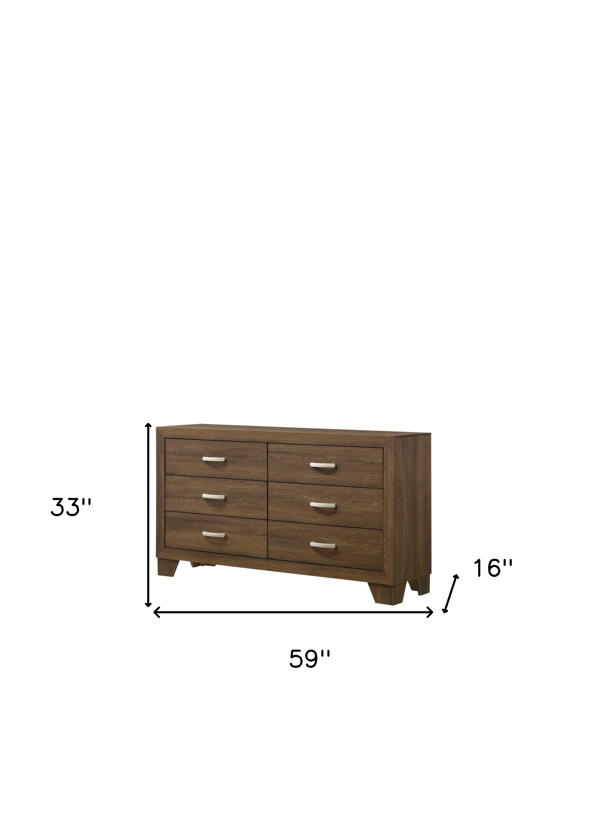 59" Brown Solid and Manufactured Wood Six Drawer Double Dresser - Image 6