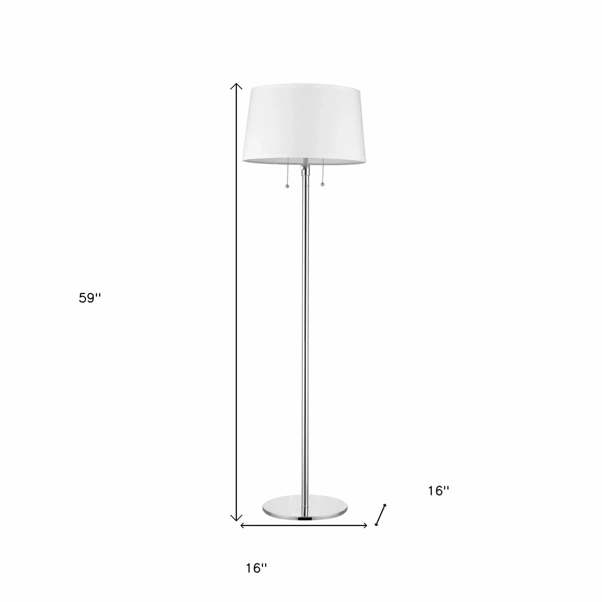 59" Chrome Traditional Shaped Floor Lamp With White Empire Shade - Image 4