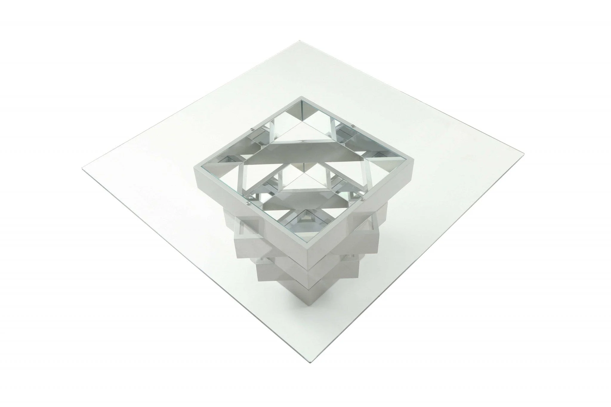 59" Clear And Gray Square Glass And Solid Wood Pedestal Base Dining Table - Image 3