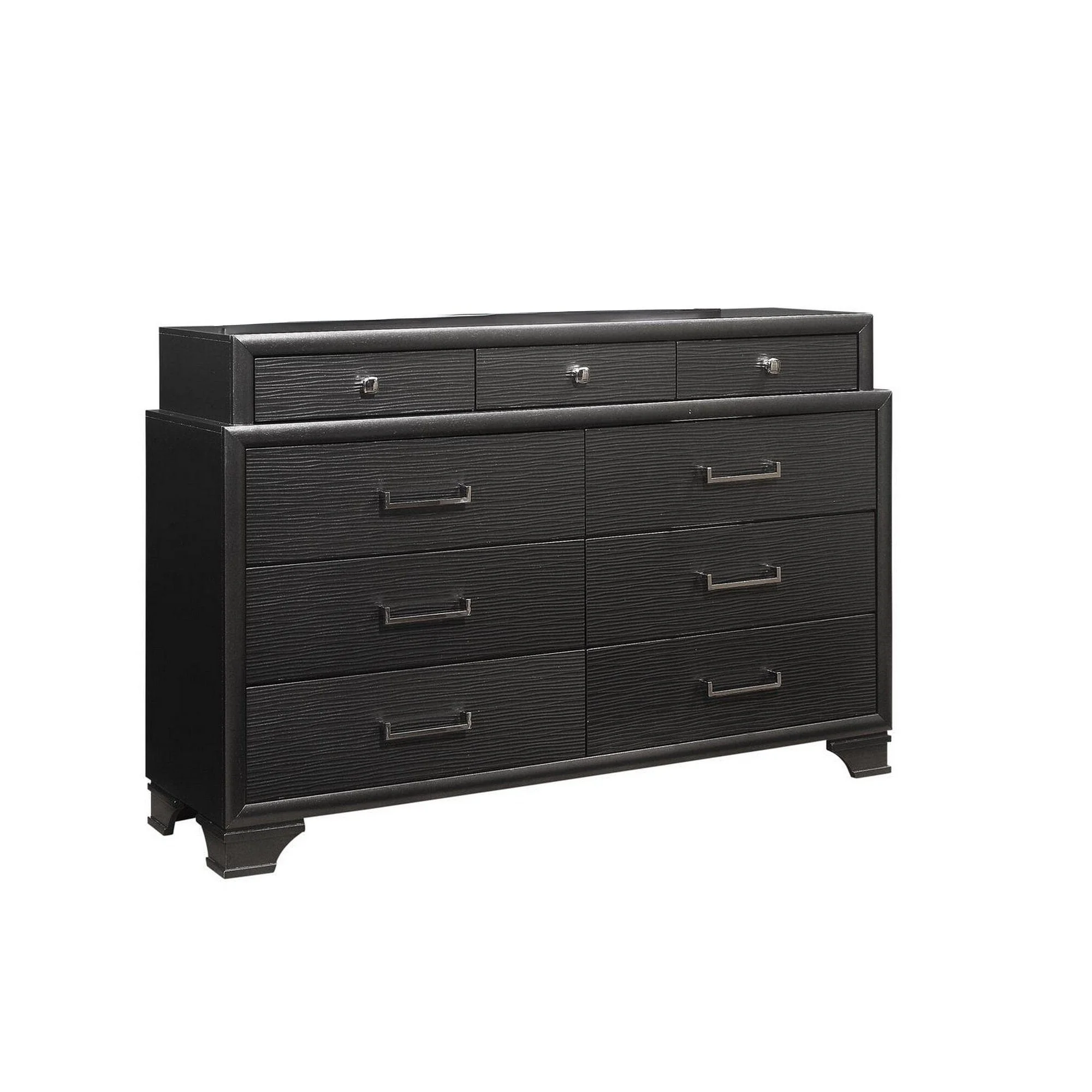 59" Gray Solid Wood Nine Drawer Double Dresser - Image 5