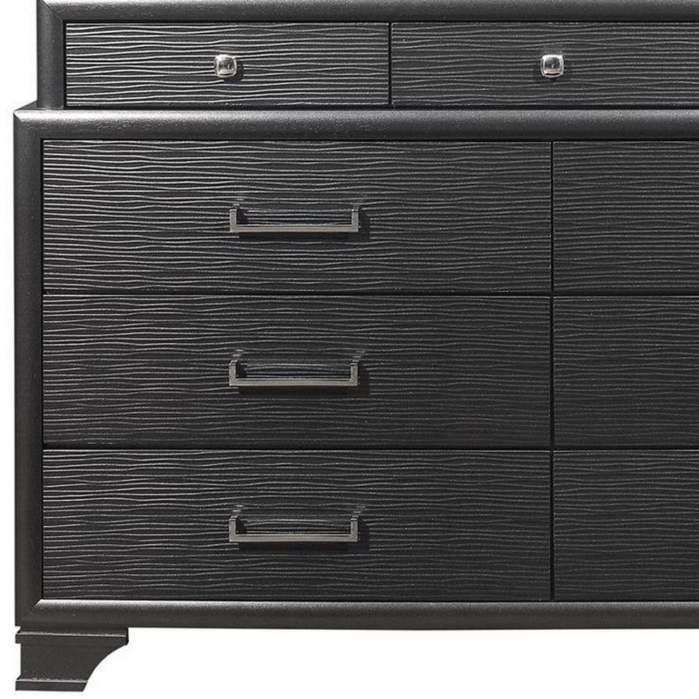 59" Gray Solid Wood Nine Drawer Double Dresser - Image 6