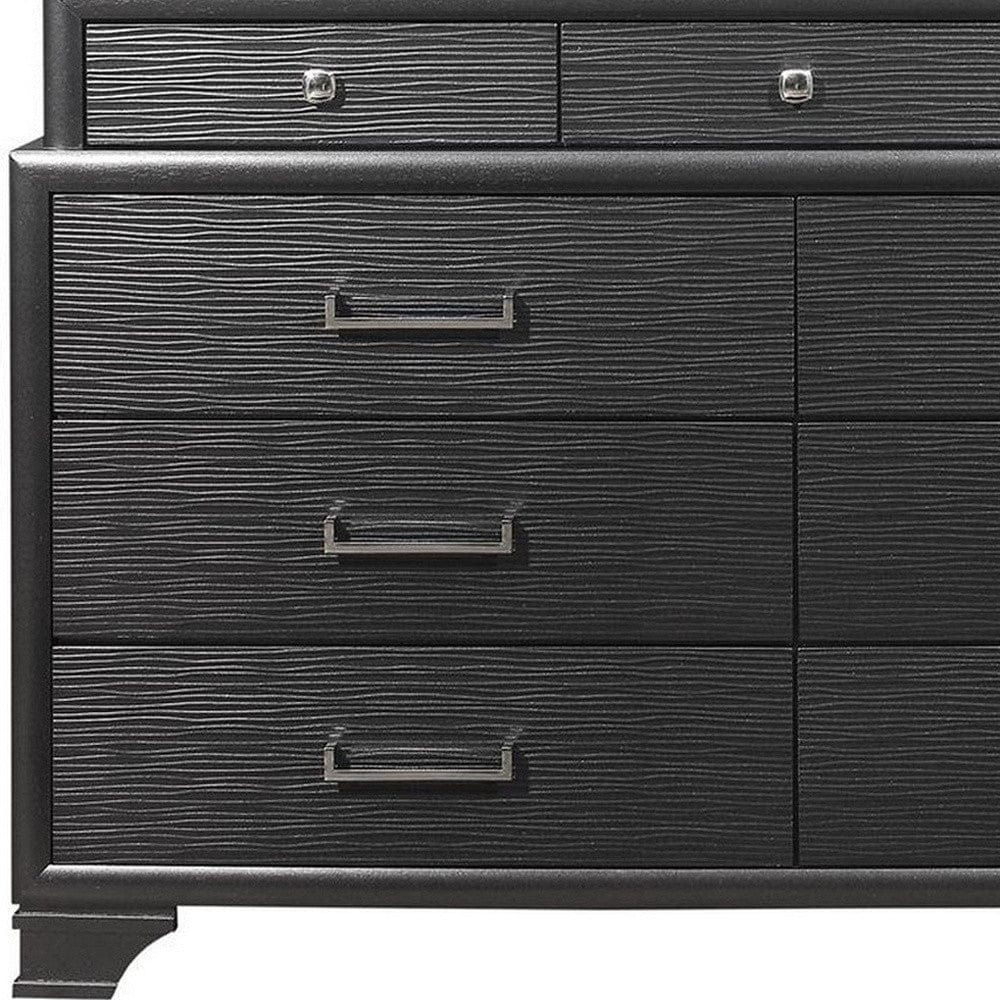 59" Gray Solid Wood Nine Drawer Double Dresser - Image 8