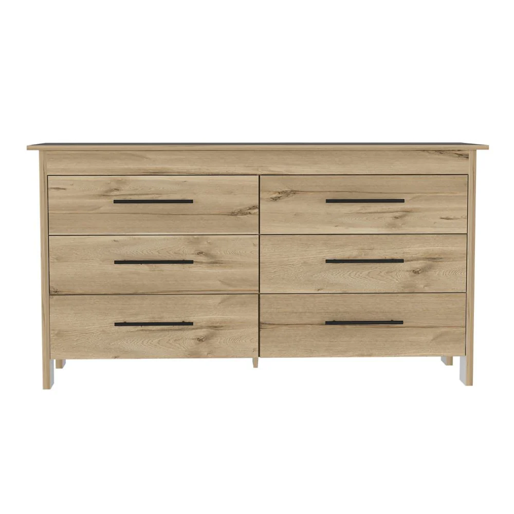 59" Natural and Black Six Drawer Double Dresser - Image 2