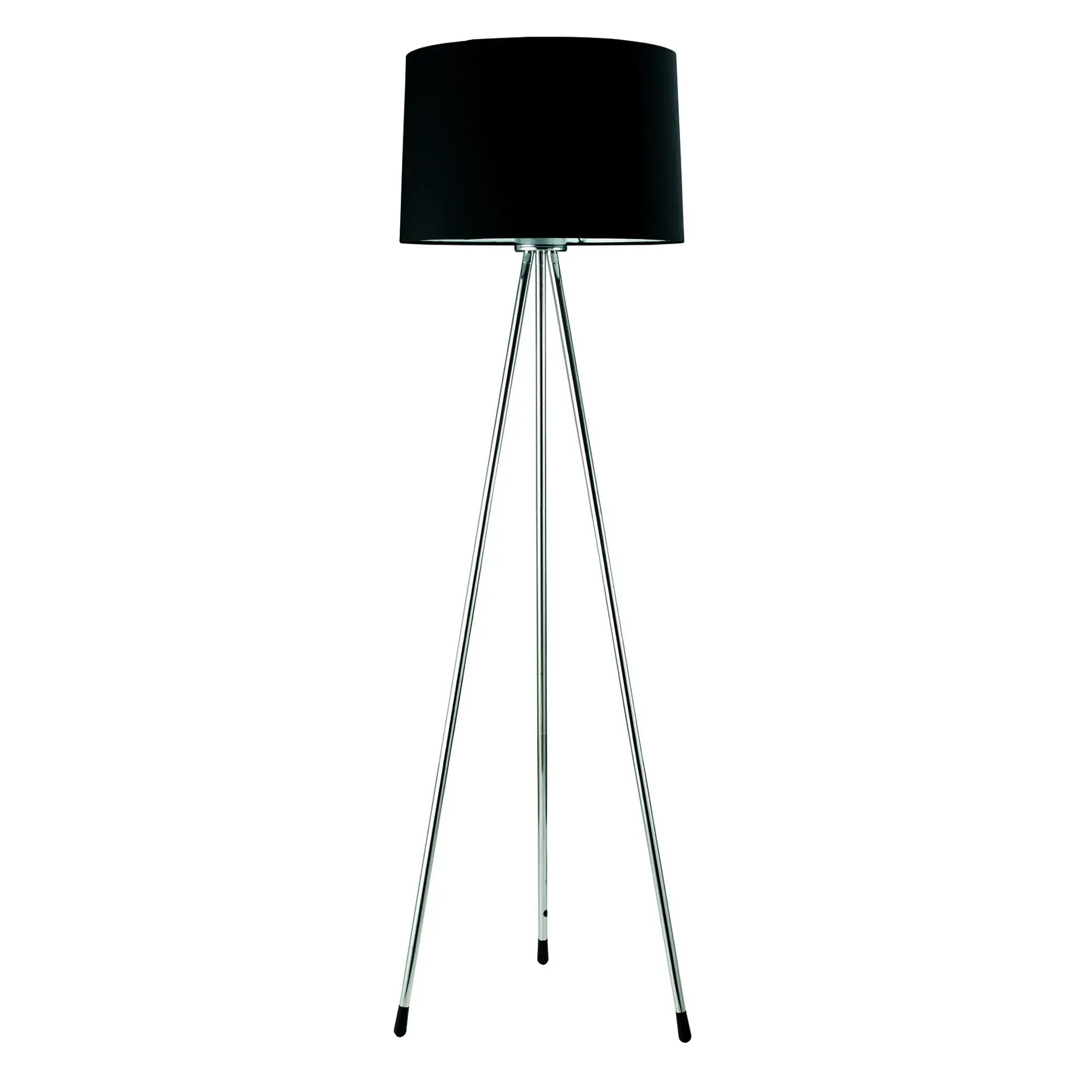 59" Silver Tripod Floor Lamp With Black Fabric Drum Shade - Image 2