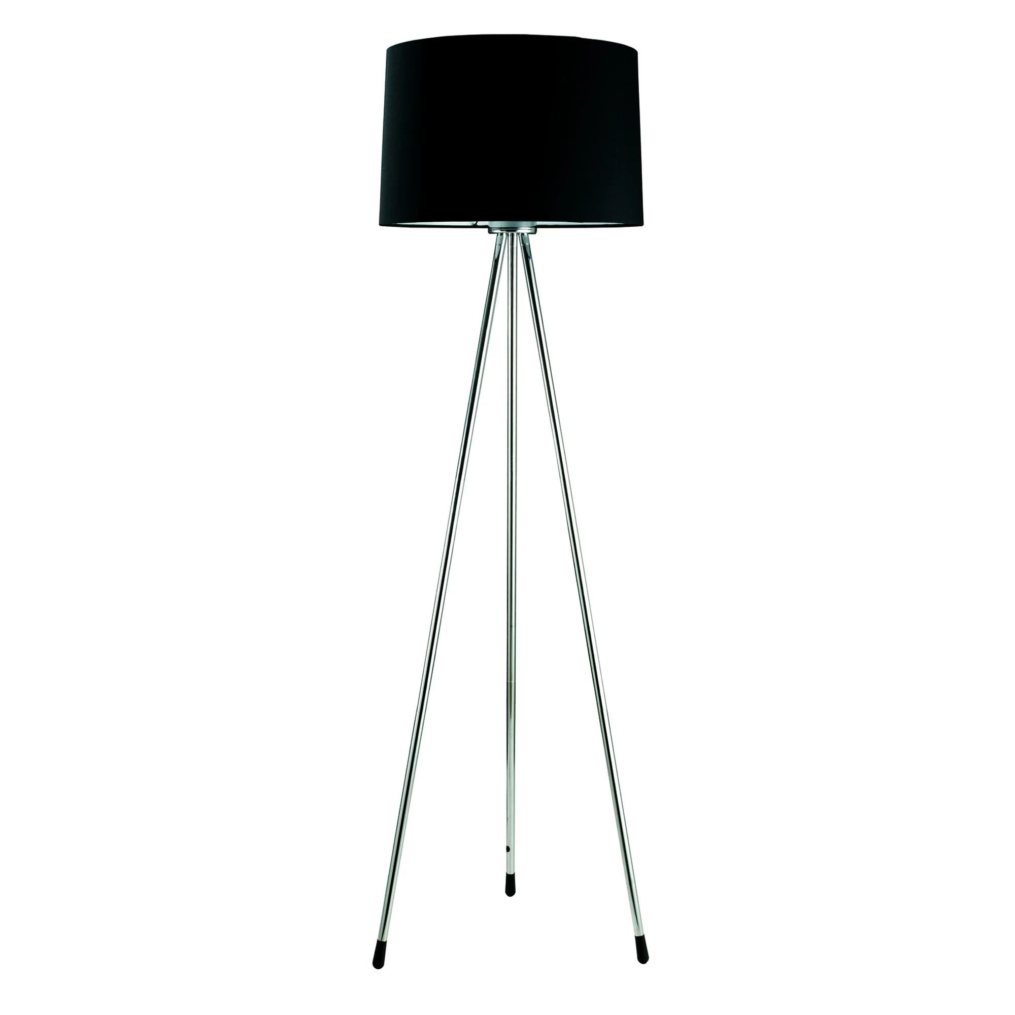 59" Silver Tripod Floor Lamp With Black Fabric Drum Shade - Image 3