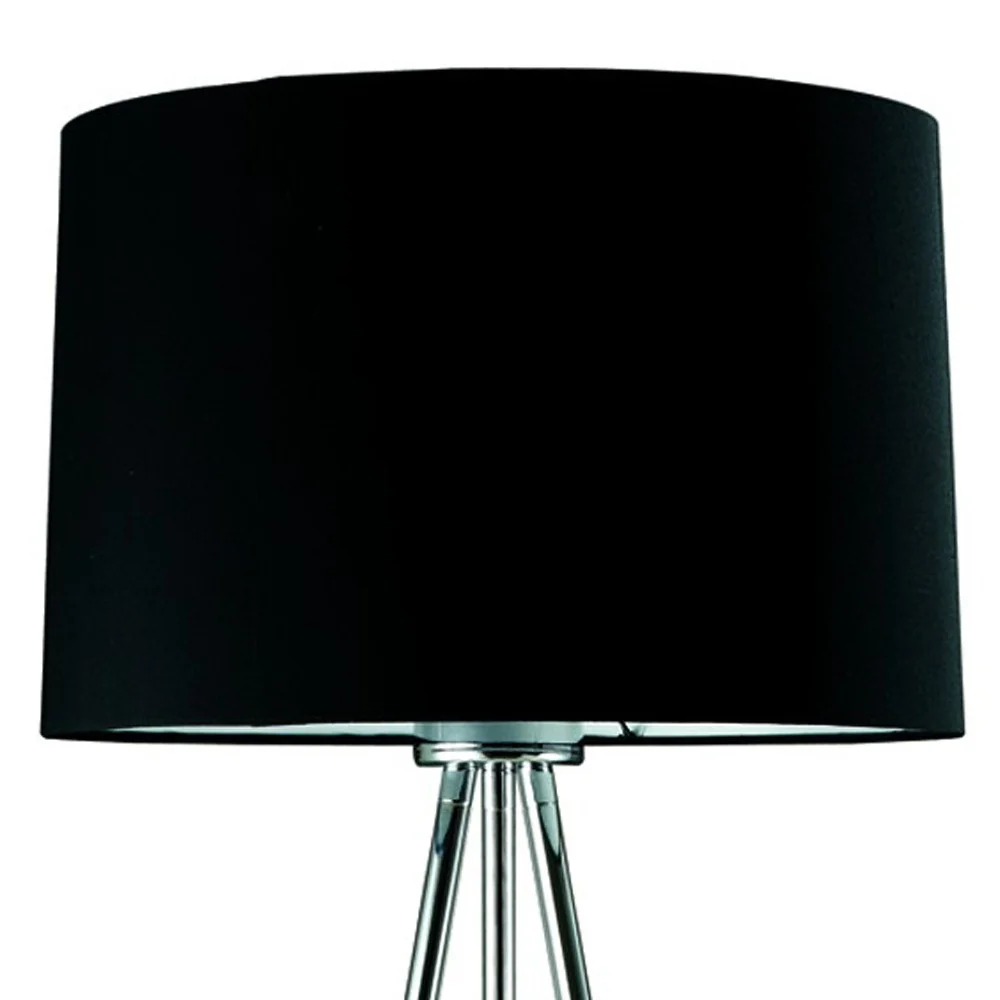 59" Silver Tripod Floor Lamp With Black Fabric Drum Shade - Image 4