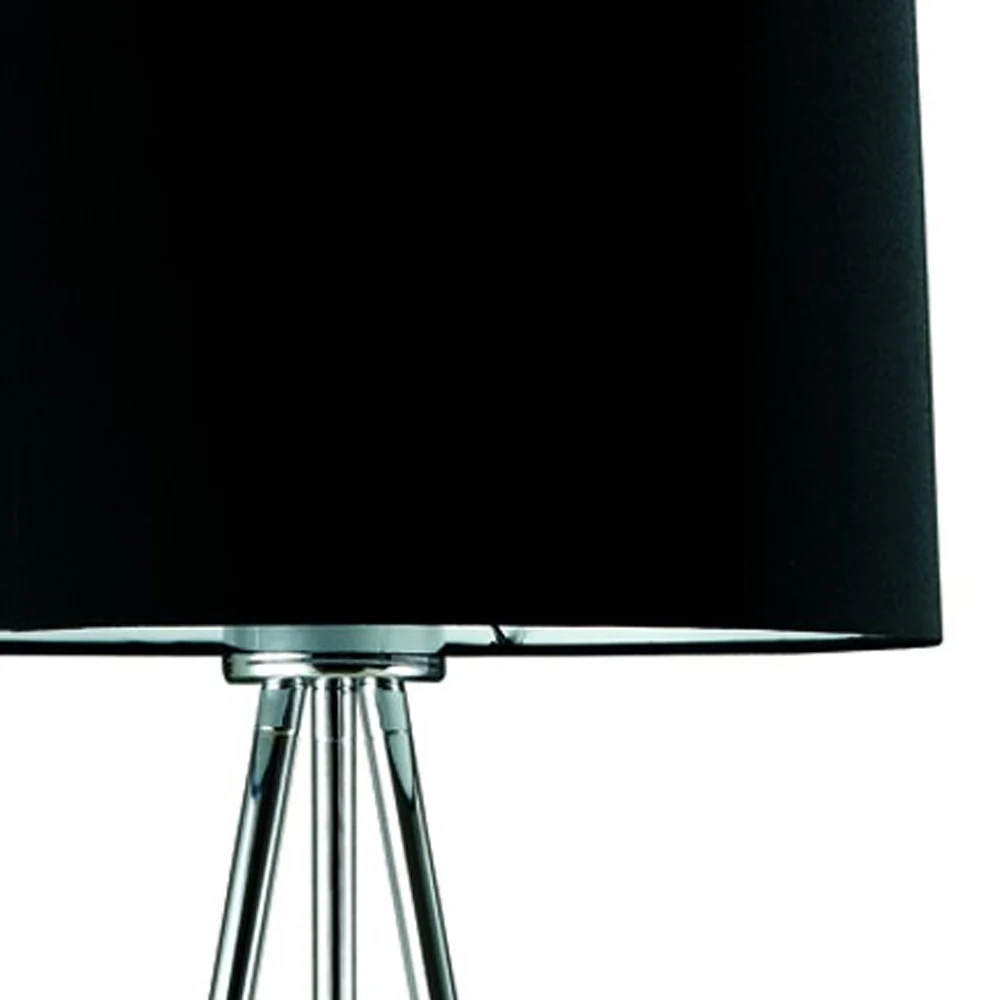 59" Silver Tripod Floor Lamp With Black Fabric Drum Shade - Image 5