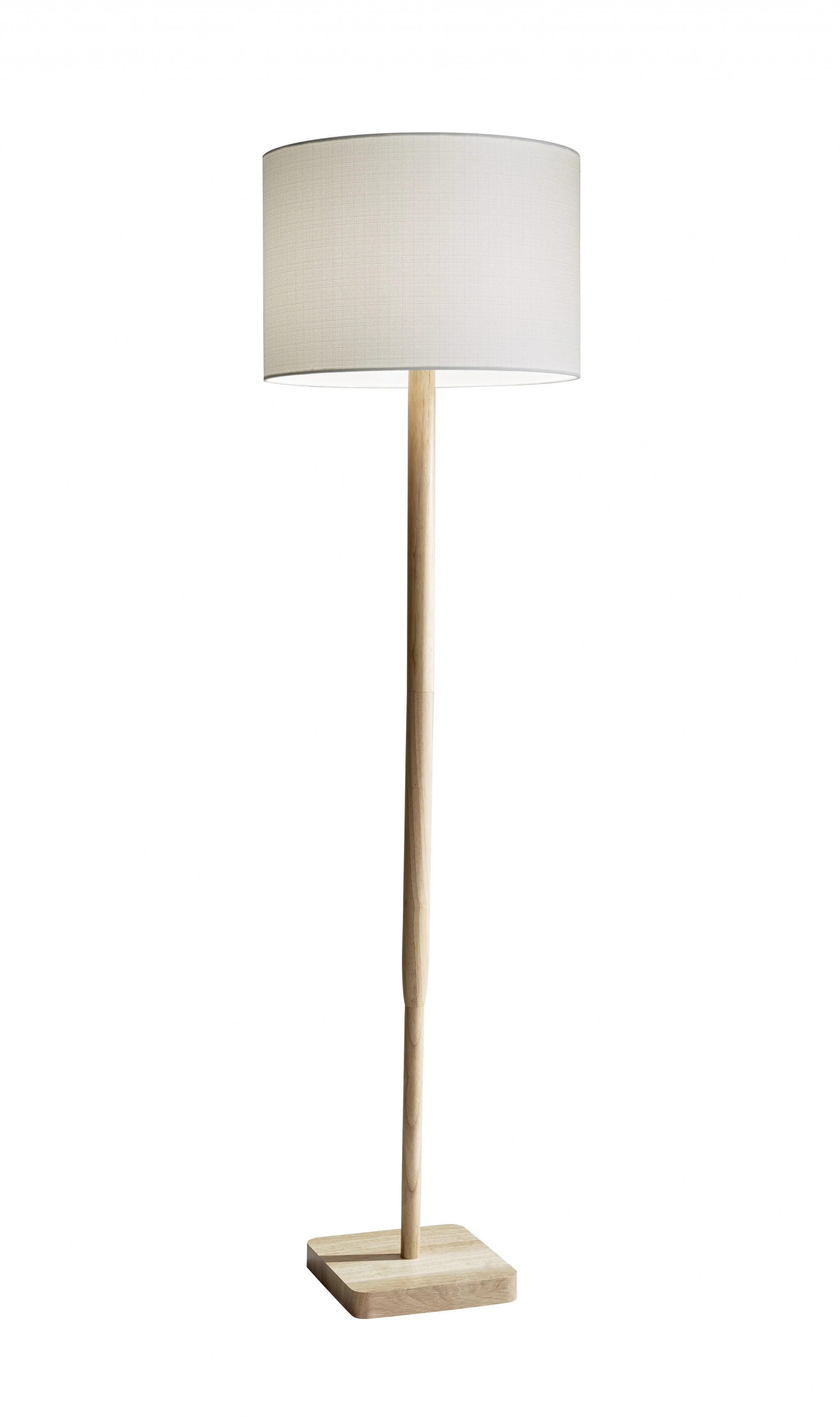 59" Solid Wood Traditional Shaped Floor Lamp With White Drum Shade - Image 2