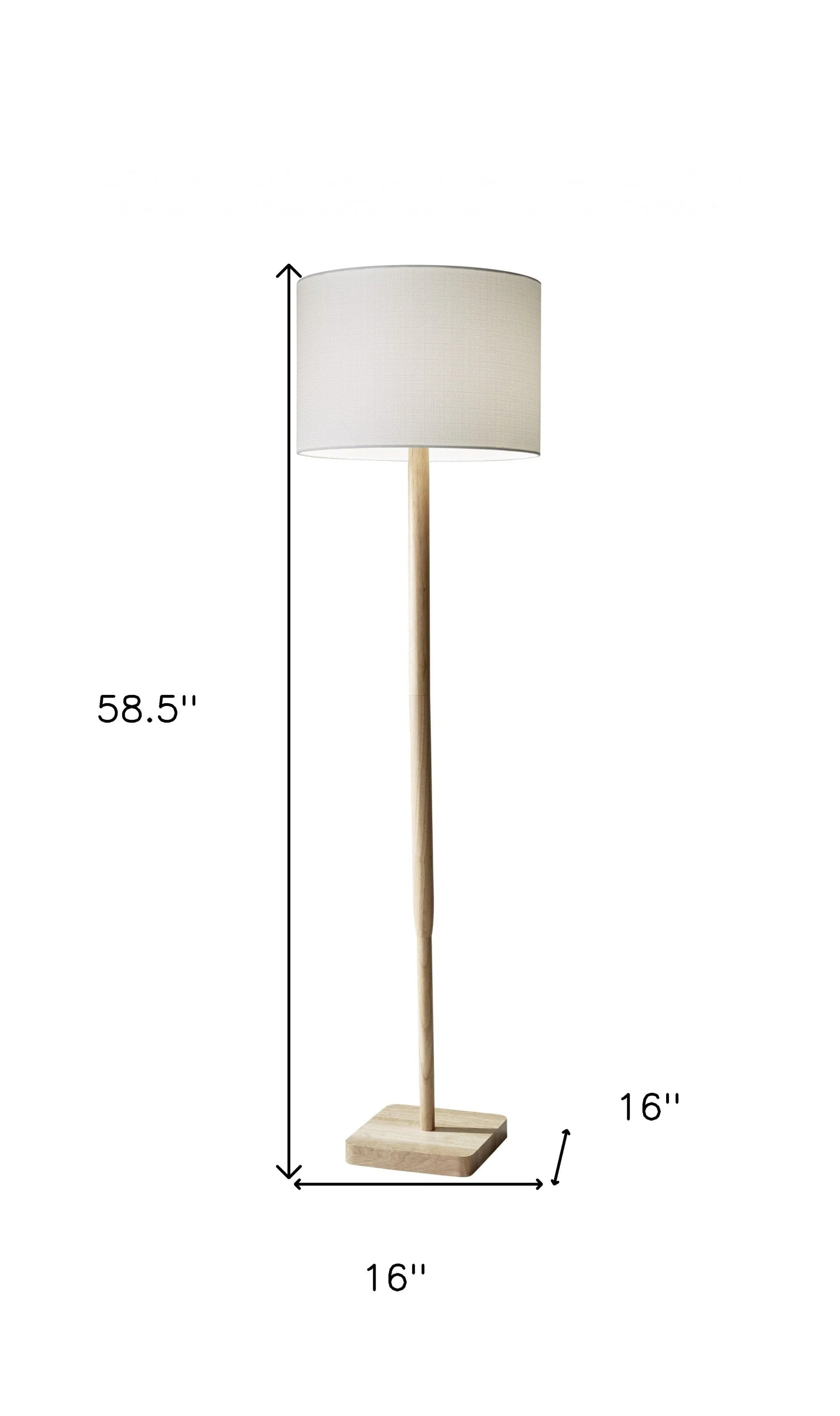 59" Solid Wood Traditional Shaped Floor Lamp With White Drum Shade - Image 9