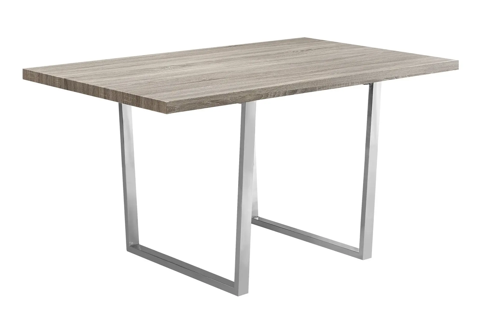 59" Taupe And Silver Solid Wood And Metal Sled Base Dining Table - Image 2