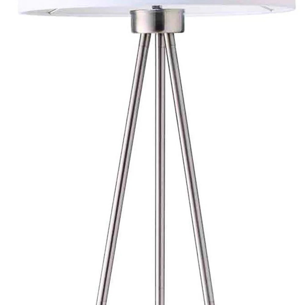 59" White Tripod Floor Lamp With White Drum Shade - Image 3