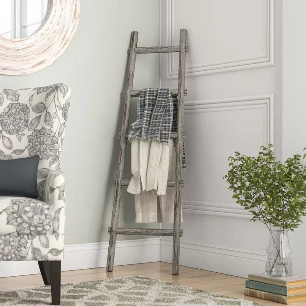 59" X 18" X 2" Grey Decorative Ladder Shelve - Image 8