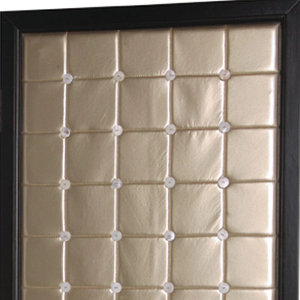 59" X 84" Gold Wood & Fabric  Screen - Image 3