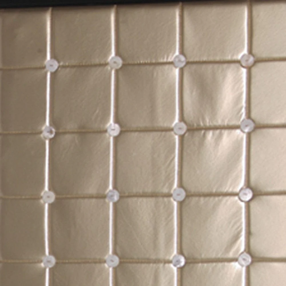 59" X 84" Gold Wood & Fabric  Screen - Image 4
