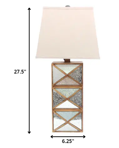 6.25 X 6.75 X 27.5 Gold Modern Illusionary Mirrored Base - Table Lamp - Image 6