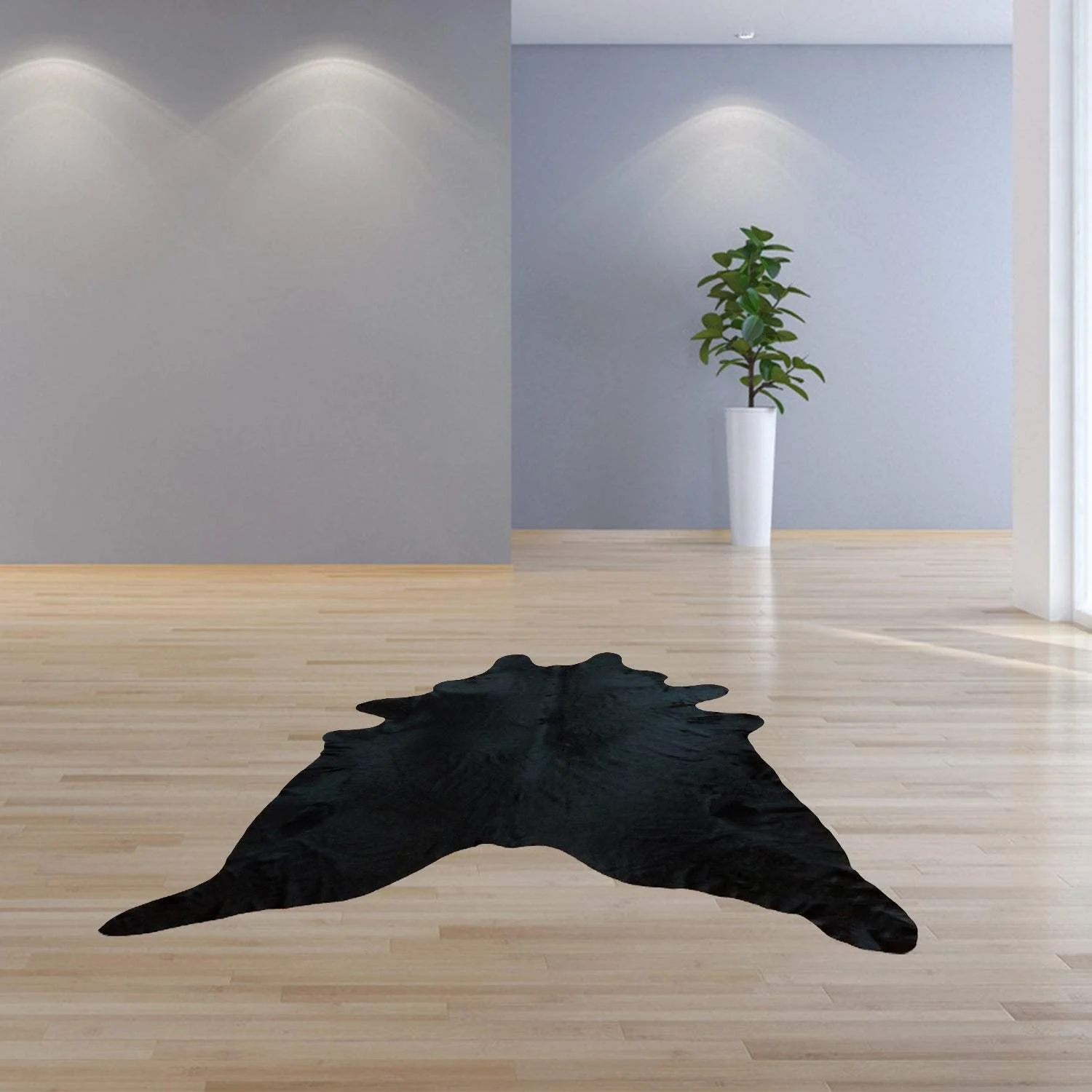 6.5 Ft Black Dyed Brindled Cowhide Rug - Image 4