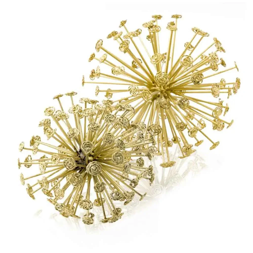 6.5" X 6.5" X 6.5" Gold Starburst Spheres Set Of 2 - Image 3