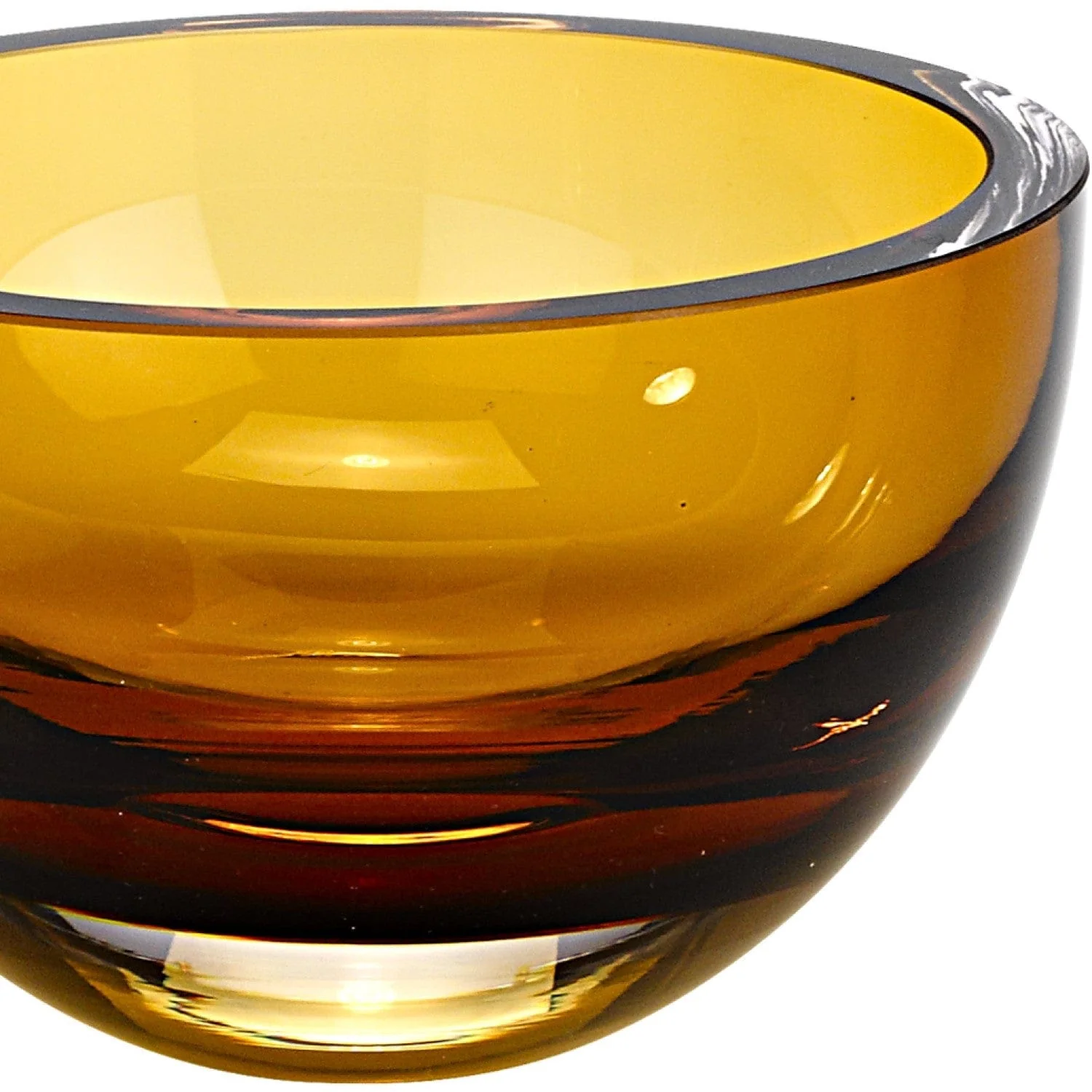 6" Amber Mouth Blown Crystal Thick Walled Bowl - Image 4