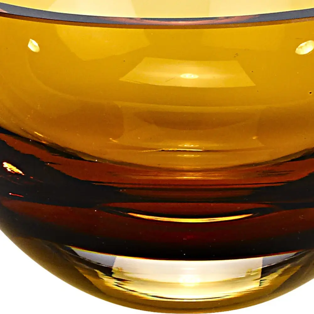 6" Amber Mouth Blown Crystal Thick Walled Bowl - Image 5