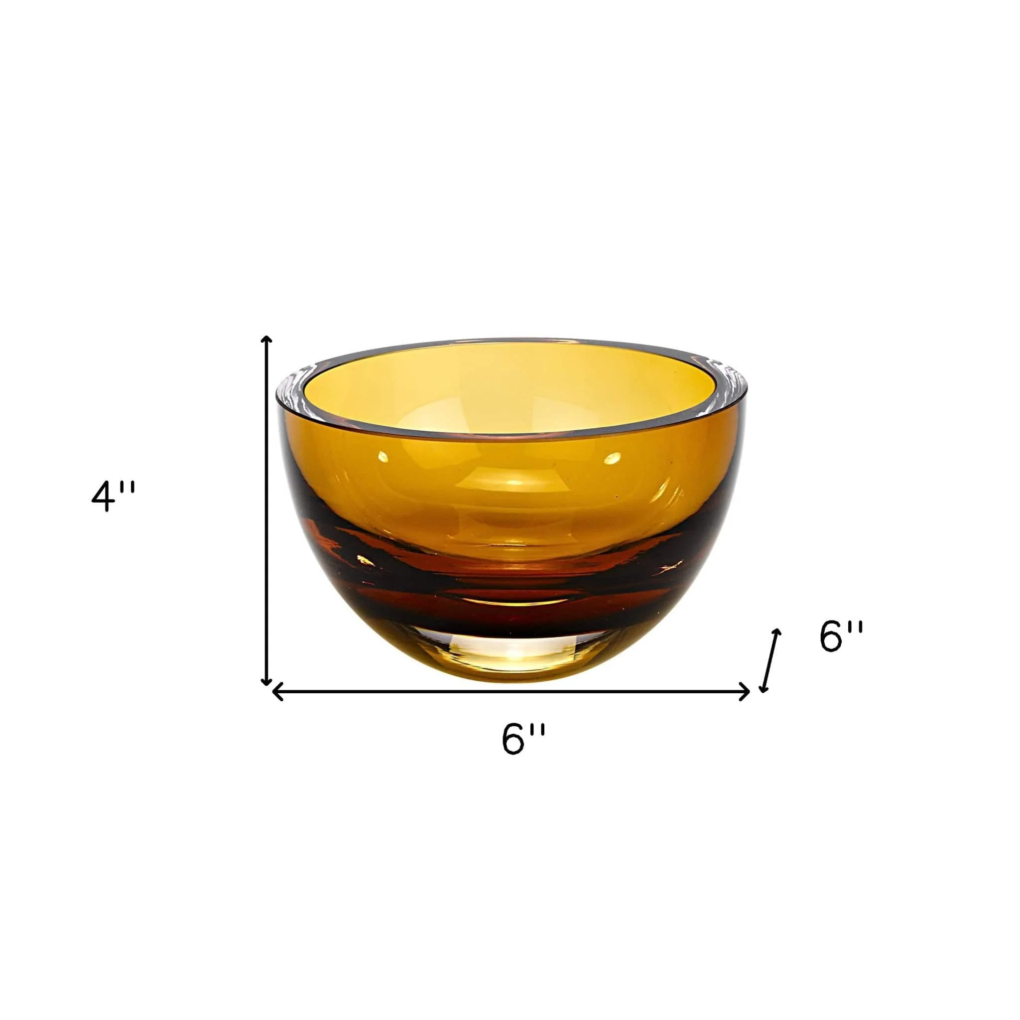 6" Amber Mouth Blown Crystal Thick Walled Bowl - Image 7