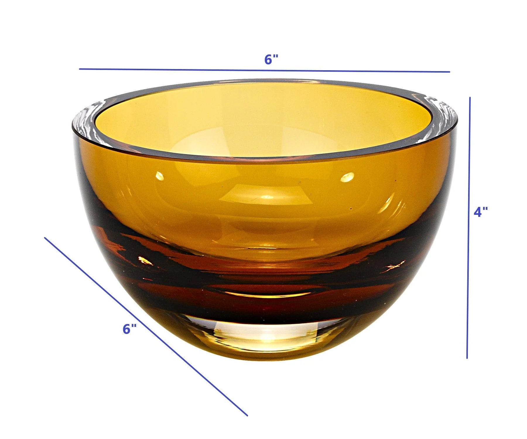 6" Amber Mouth Blown Crystal Thick Walled Bowl - Image 8