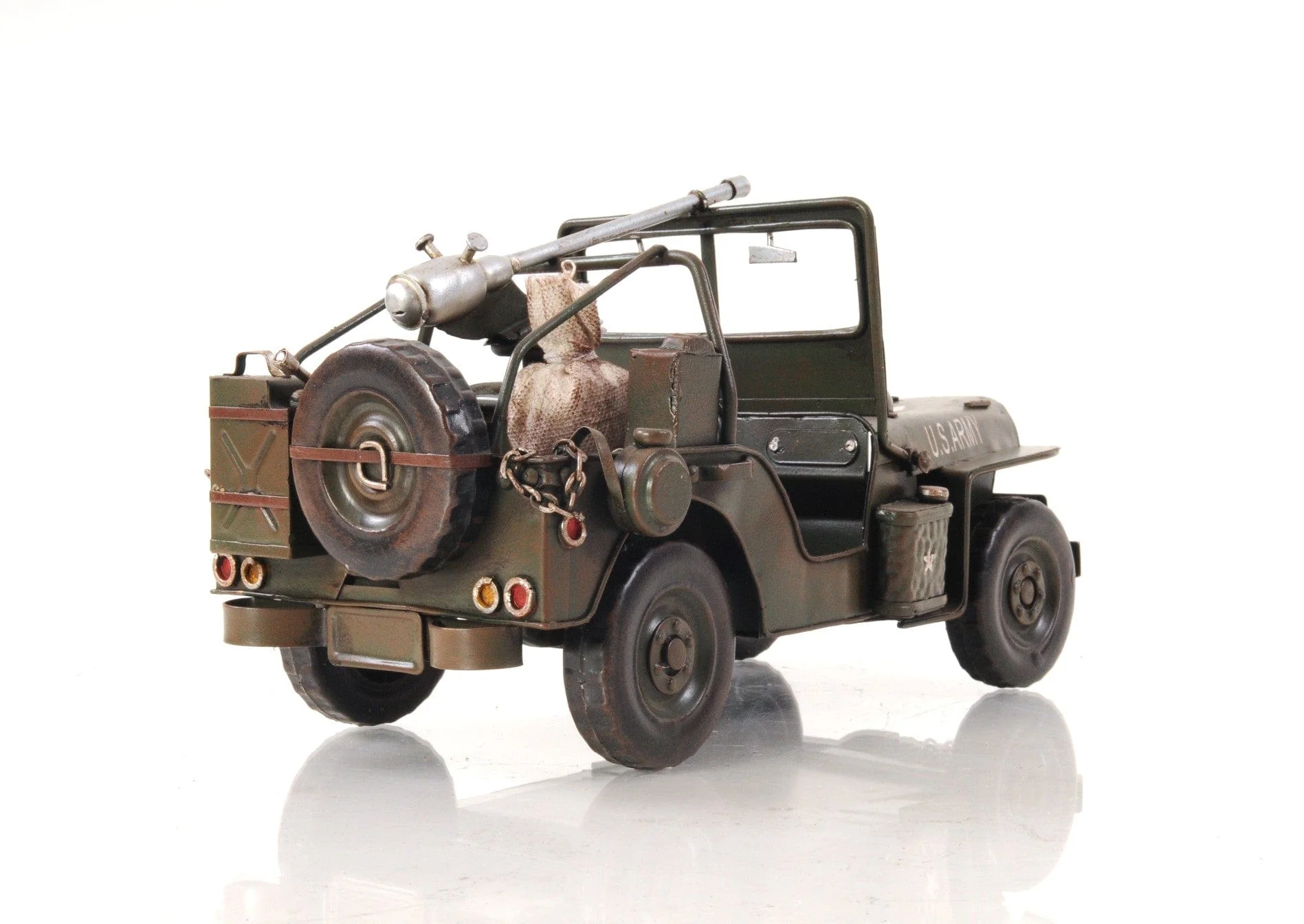 6" Army Green Metal Hand Painted Decorative Truck - Image 4