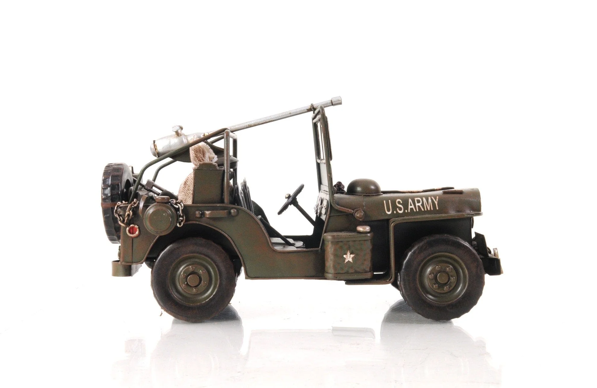 6" Army Green Metal Hand Painted Decorative Truck - Image 5