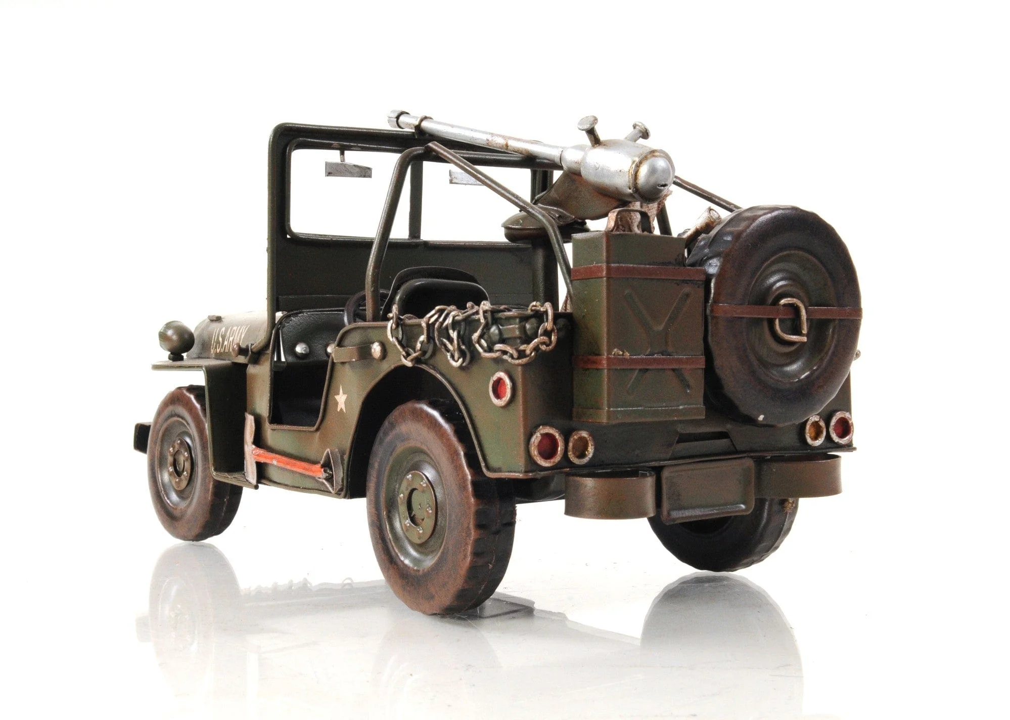 6" Army Green Metal Hand Painted Decorative Truck - Image 6