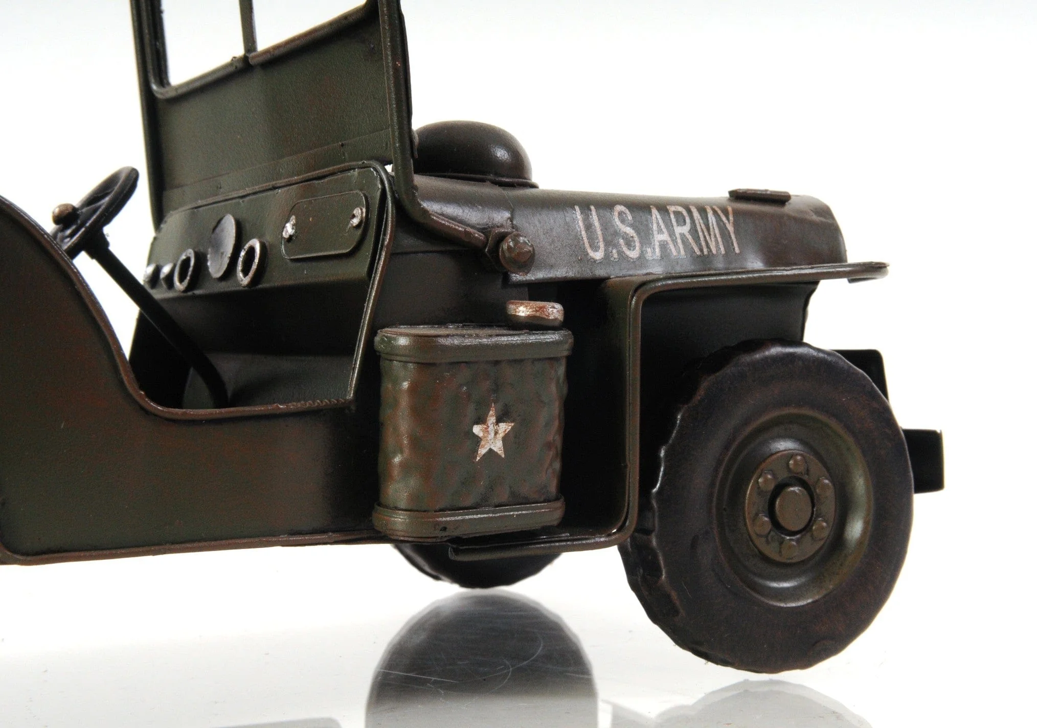 6" Army Green Metal Hand Painted Decorative Truck - Image 7