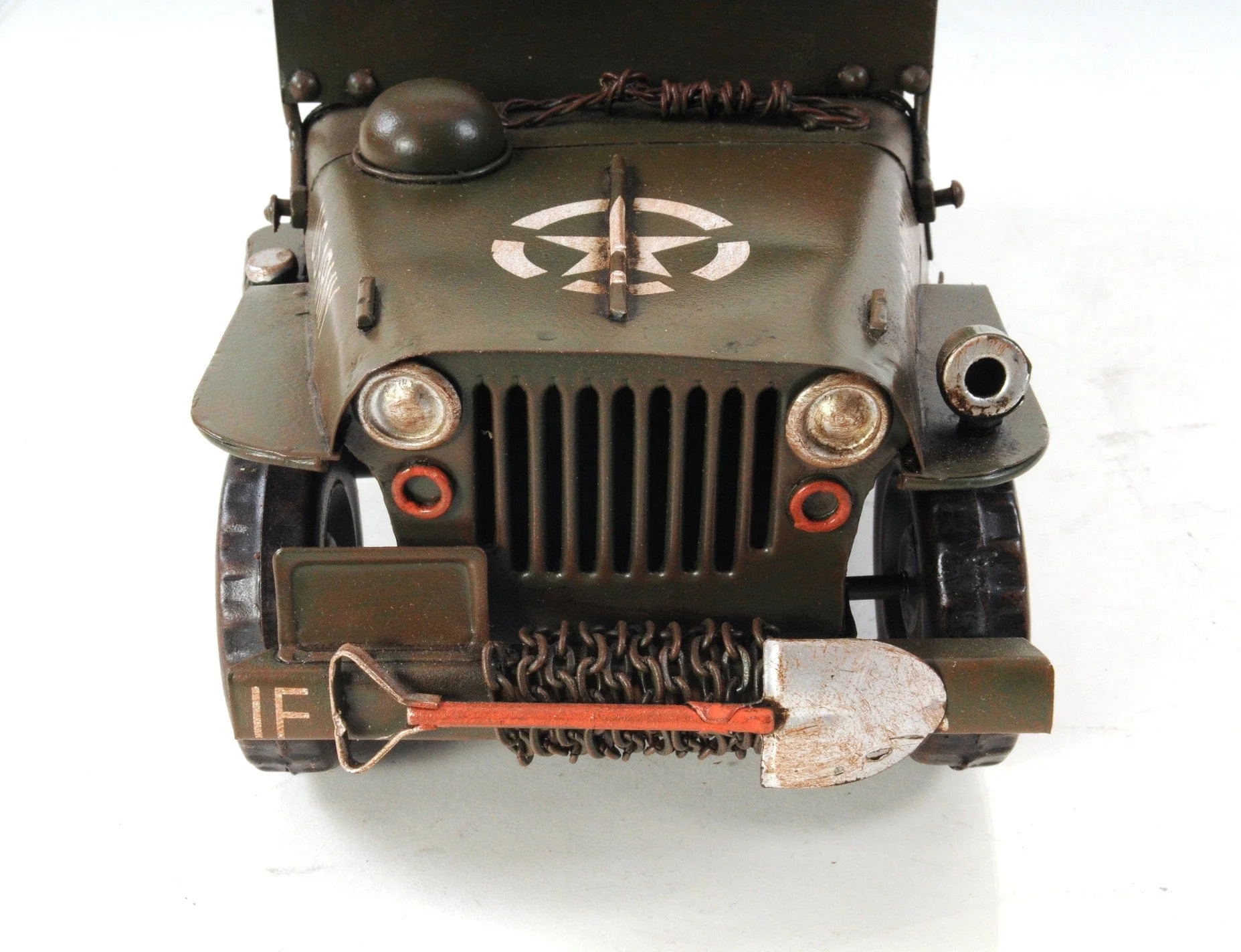 6" Army Green Metal Hand Painted Decorative Truck - Image 9