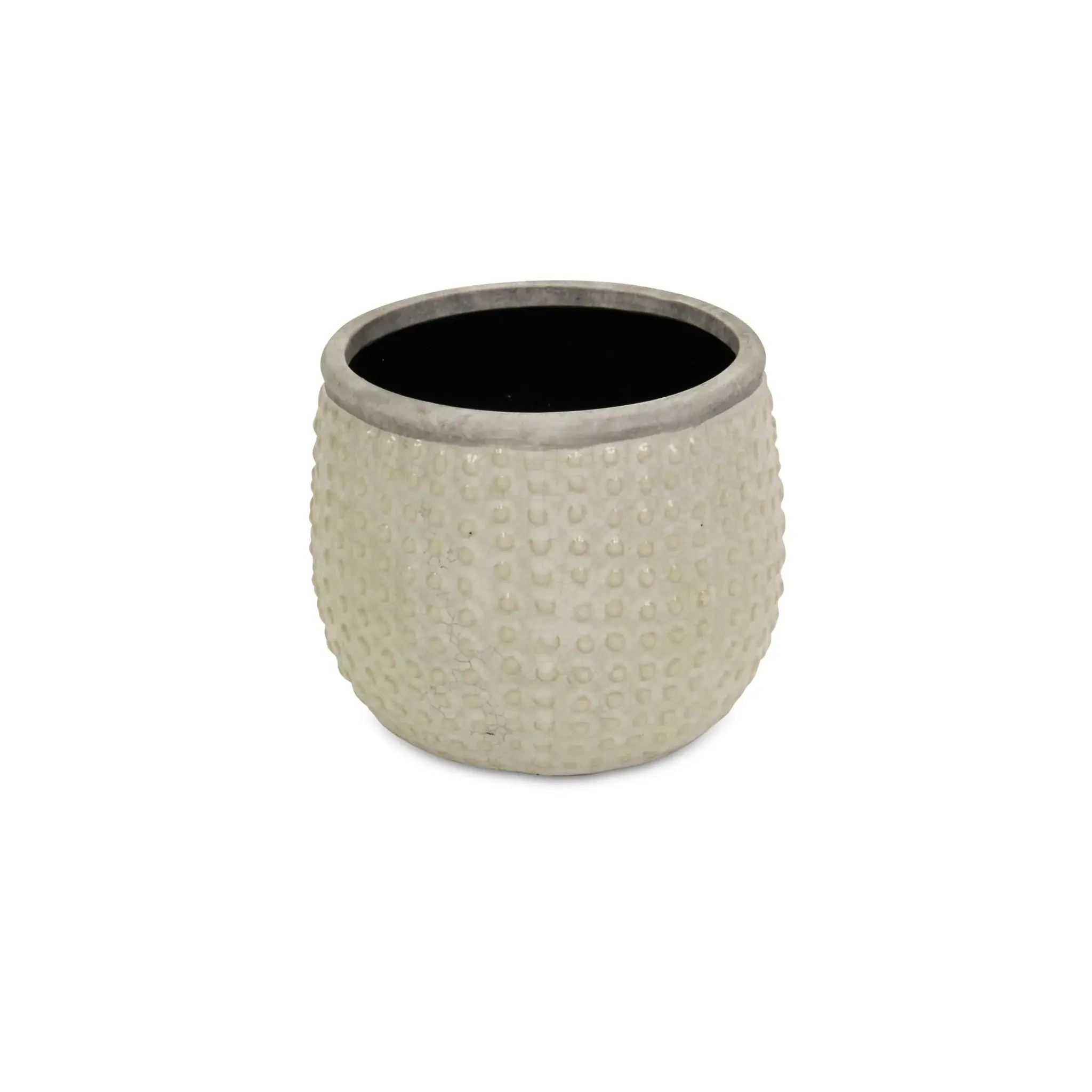 6" Beige Dot Ceramic Indoor Outdoor Round Pot Planter - Image 2