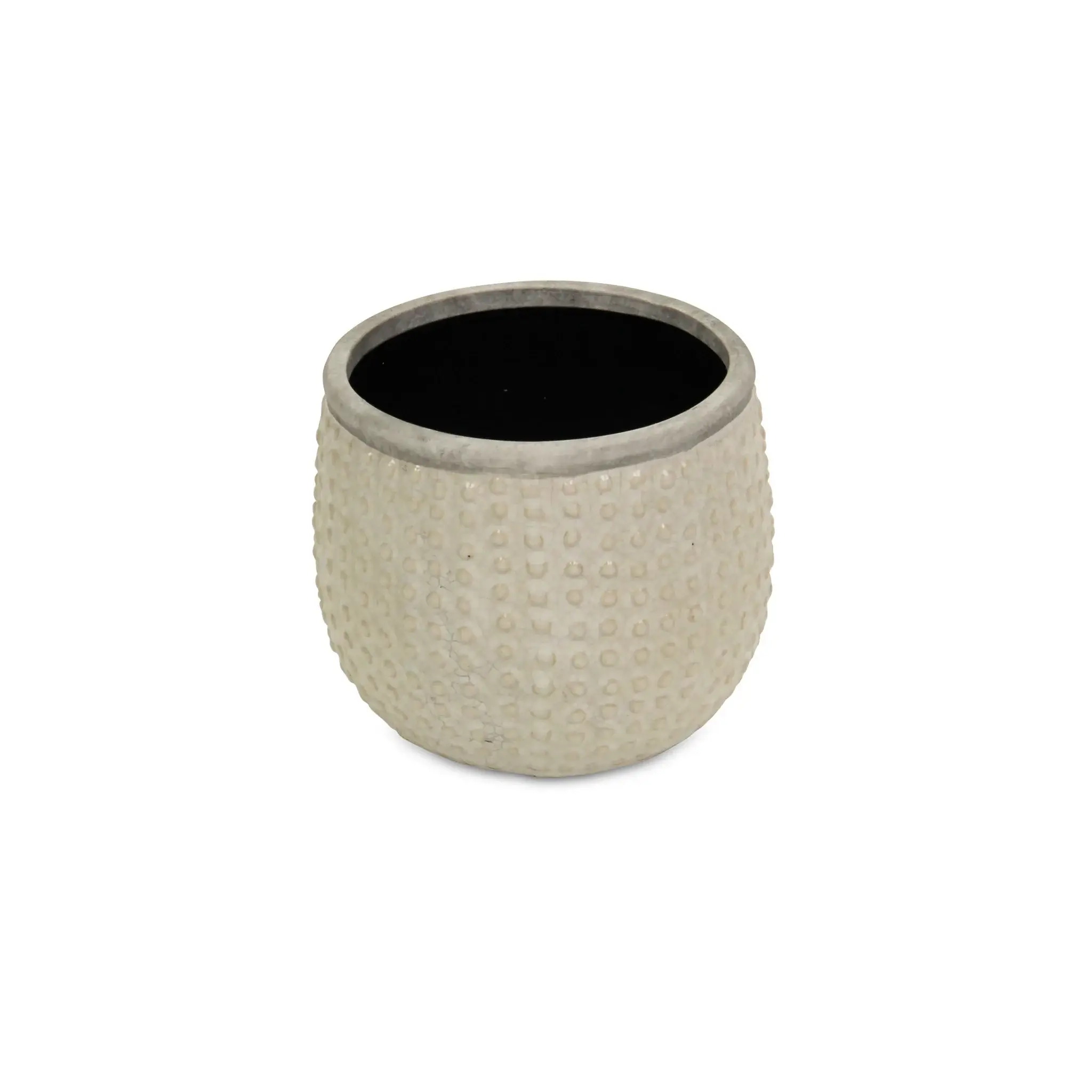6" Beige Dot Ceramic Indoor Outdoor Round Pot Planter - Image 3