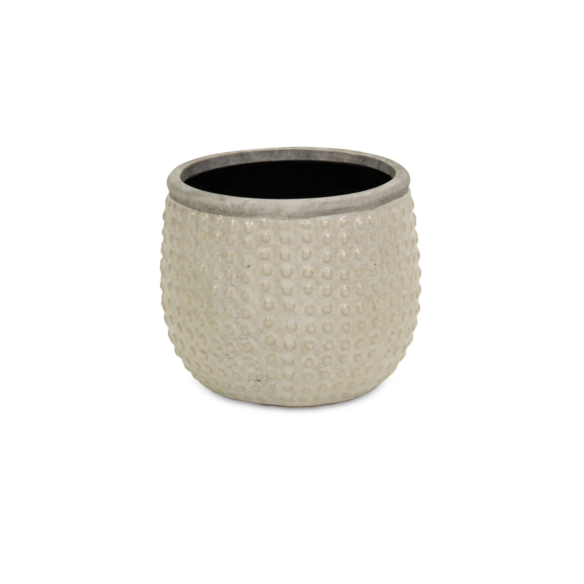 6" Beige Dot Ceramic Indoor Outdoor Round Pot Planter - Image 4