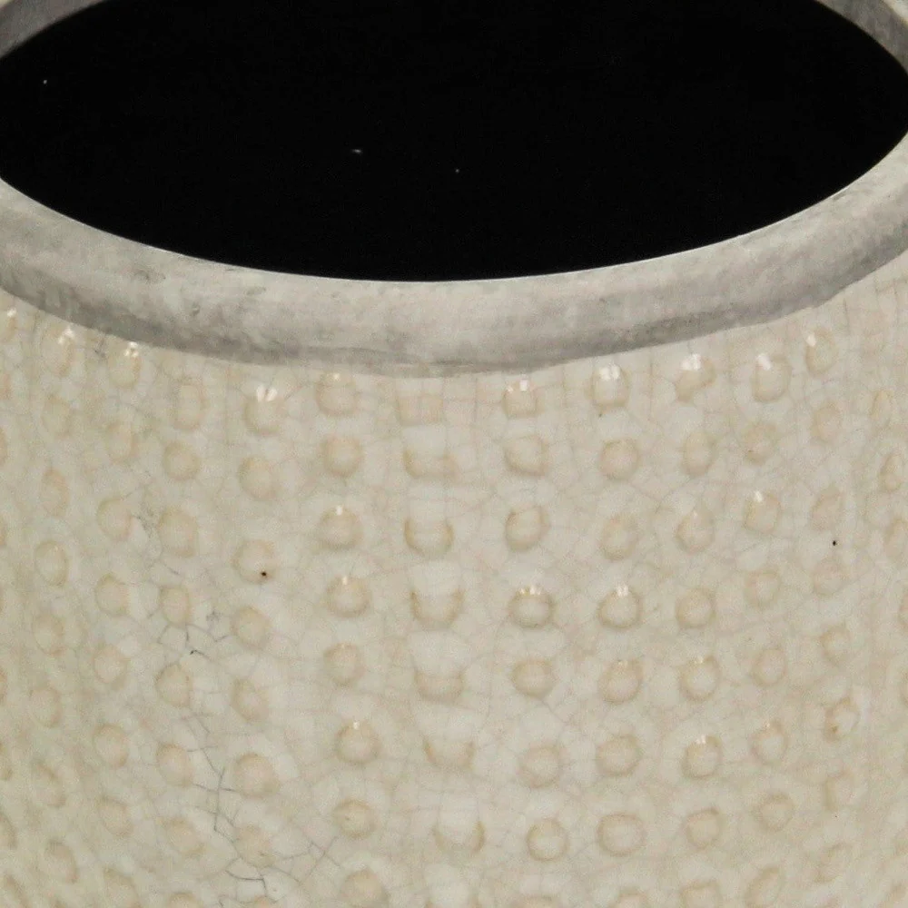 6" Beige Dot Ceramic Indoor Outdoor Round Pot Planter - Image 5