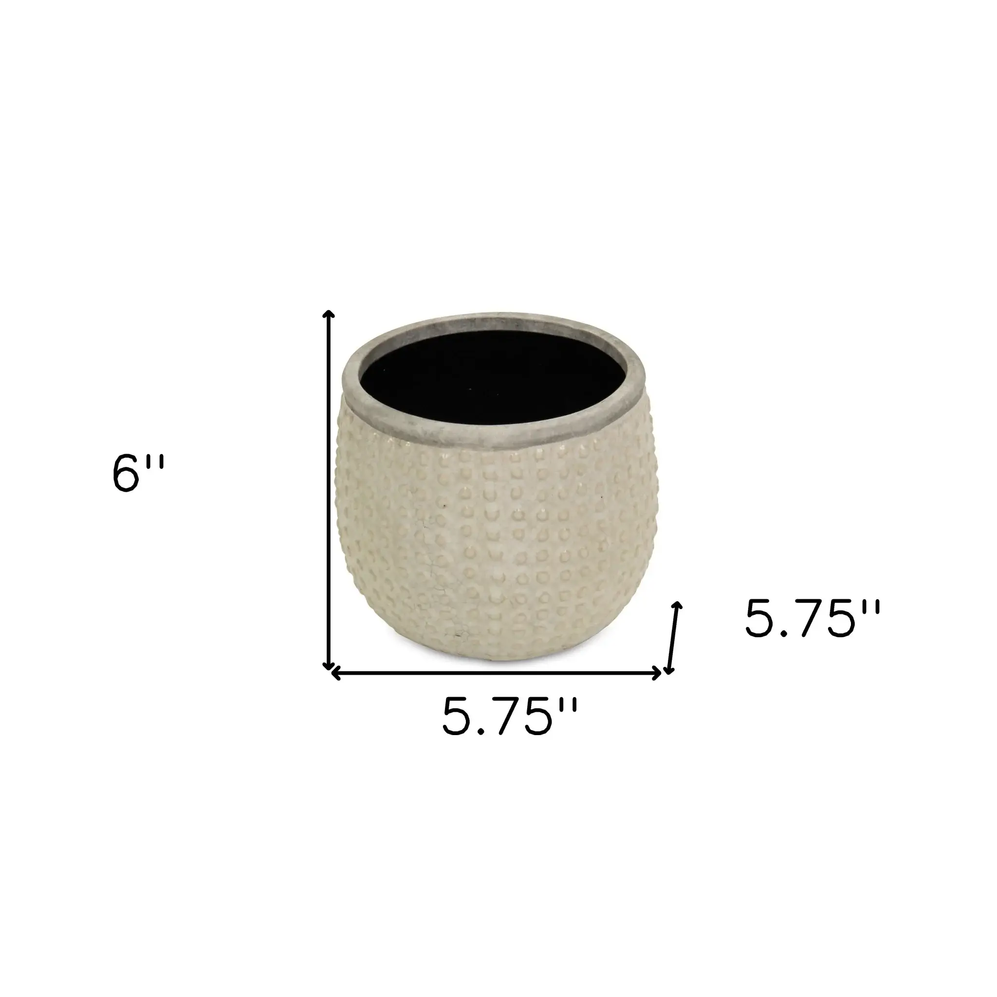 6" Beige Dot Ceramic Indoor Outdoor Round Pot Planter - Image 6